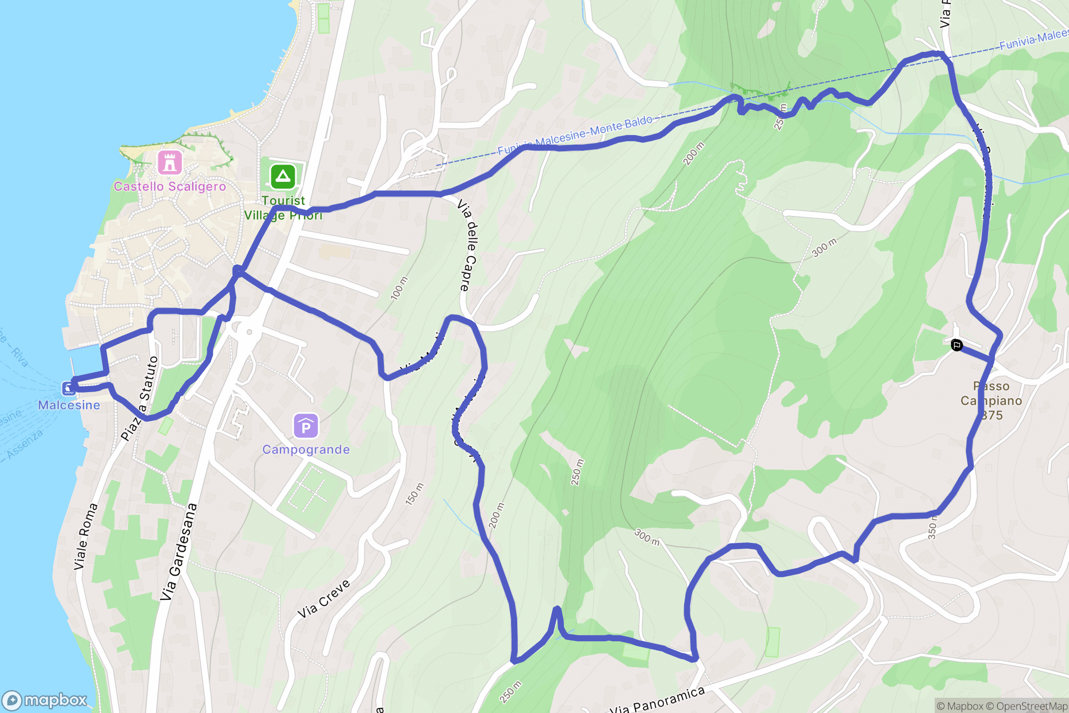 Malcesine : carte du parcours de randonnée - Italy
