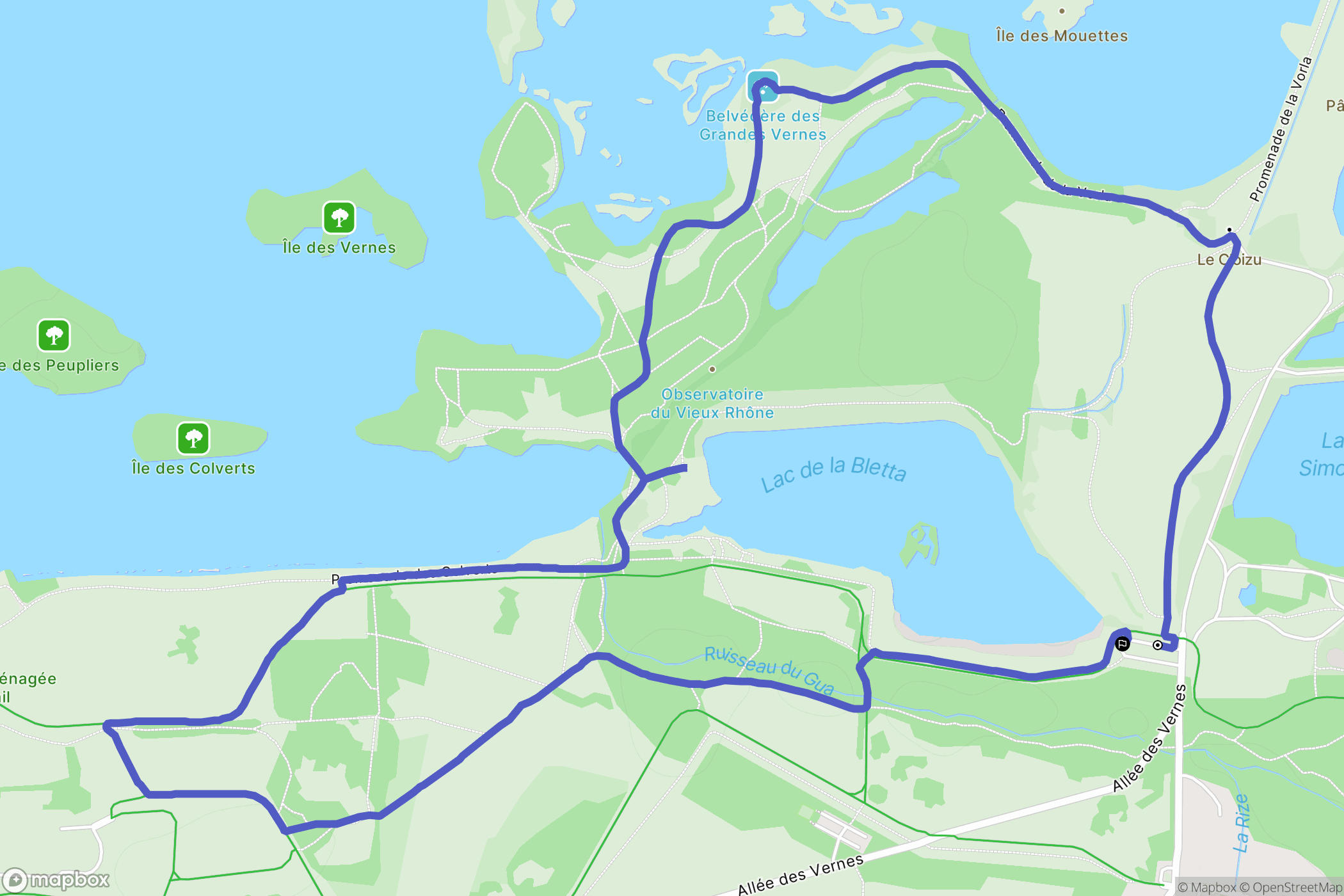 Décines-Charpieu : carte du parcours de randonnée - France