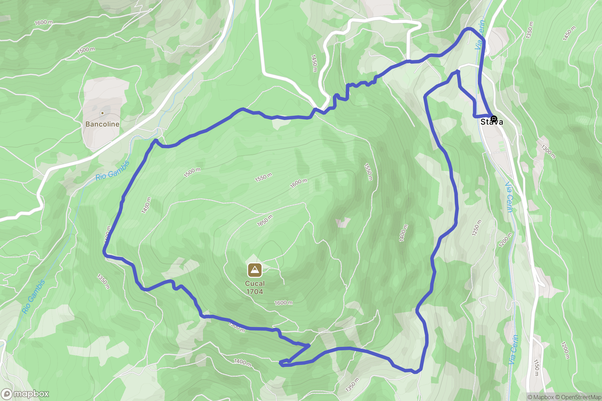 Stava : carte du parcours de randonnée - Italy