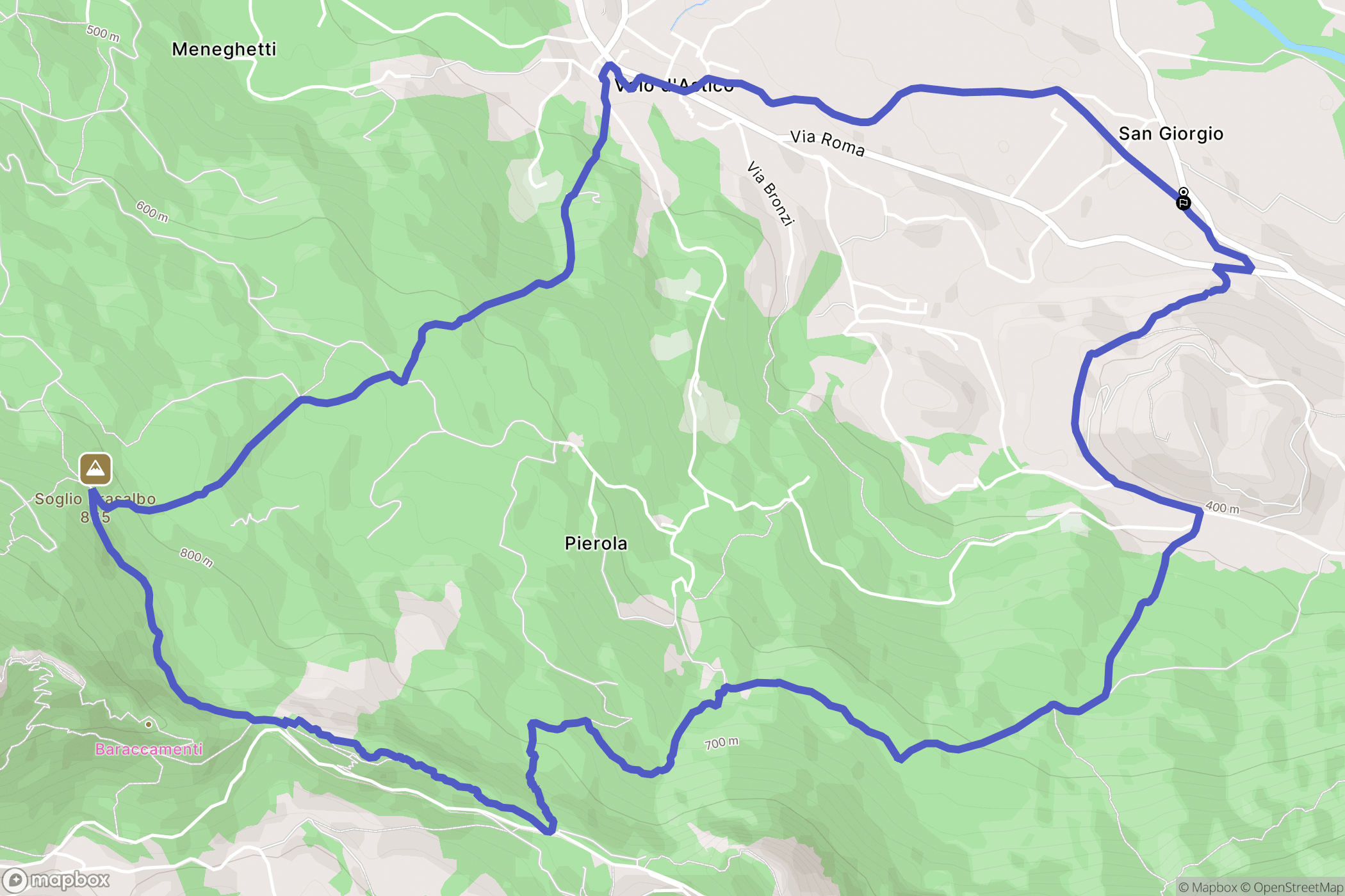 : carte du parcours de randonnée - Italy