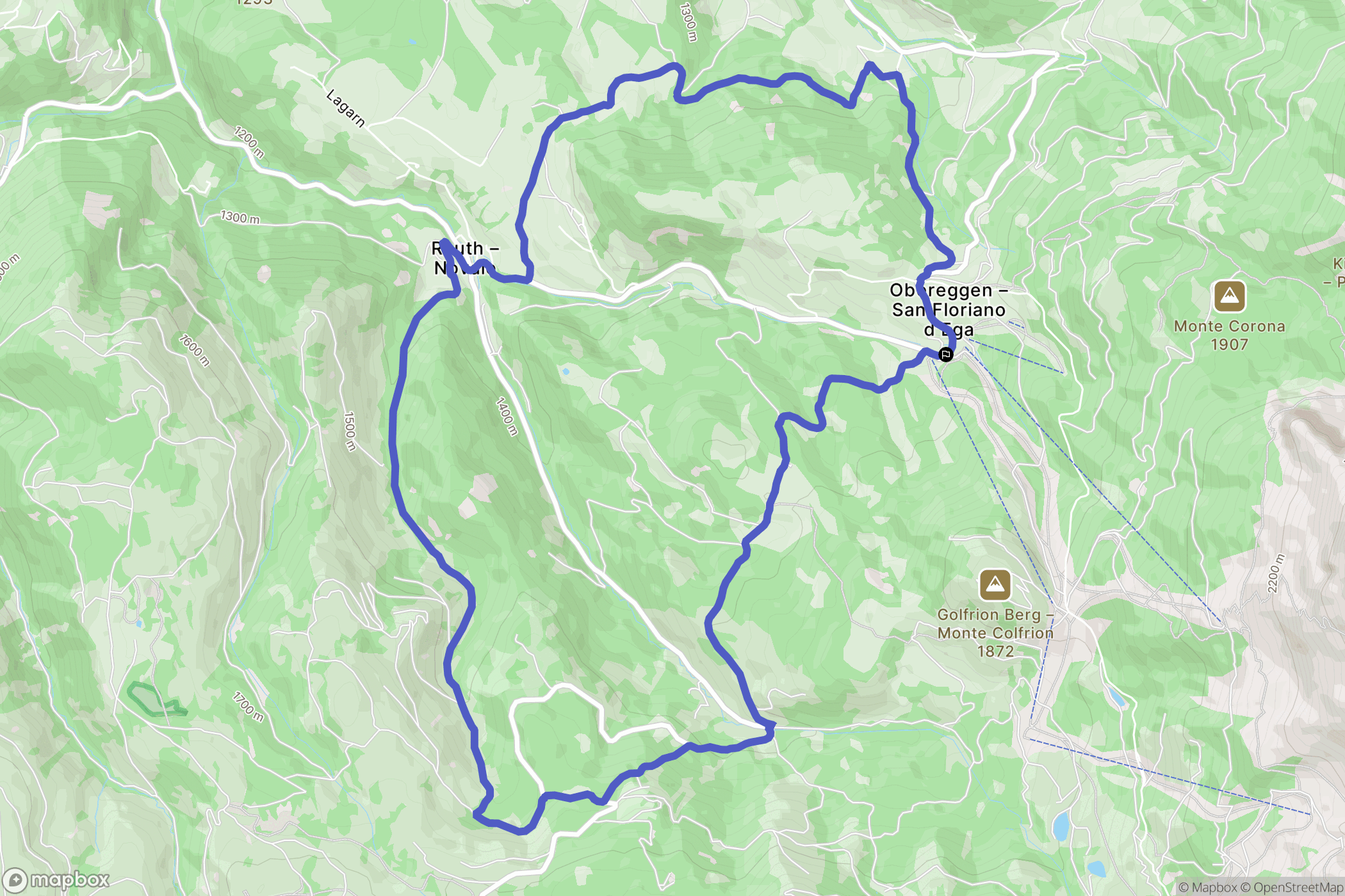 Obereggen : carte du parcours de randonnée - Italy