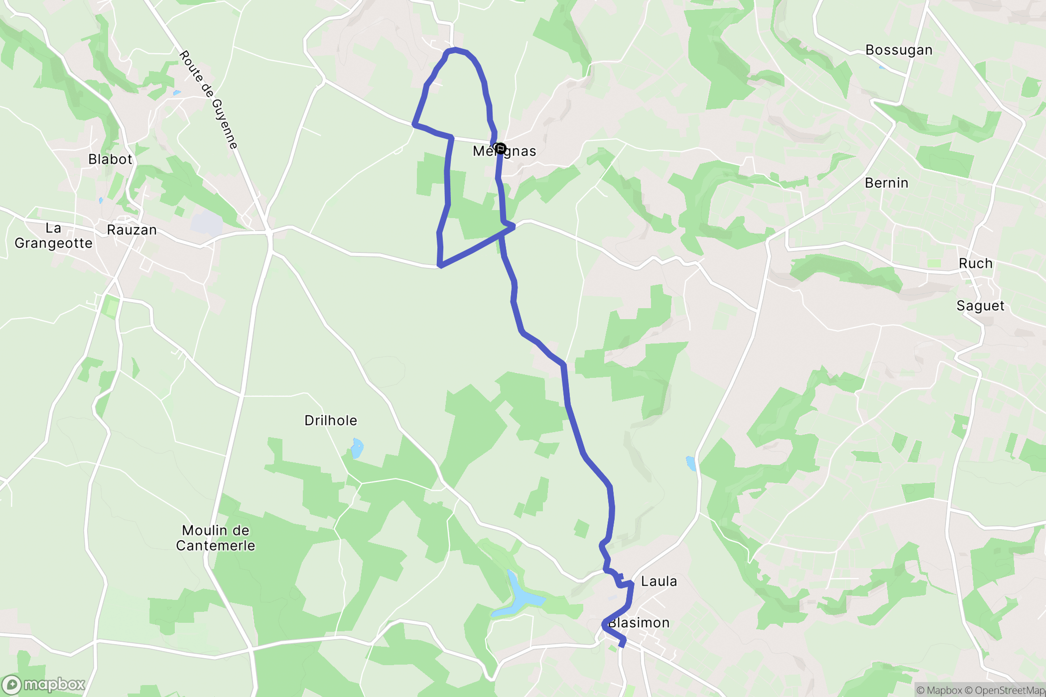 Mérignas : carte du parcours de randonnée - France