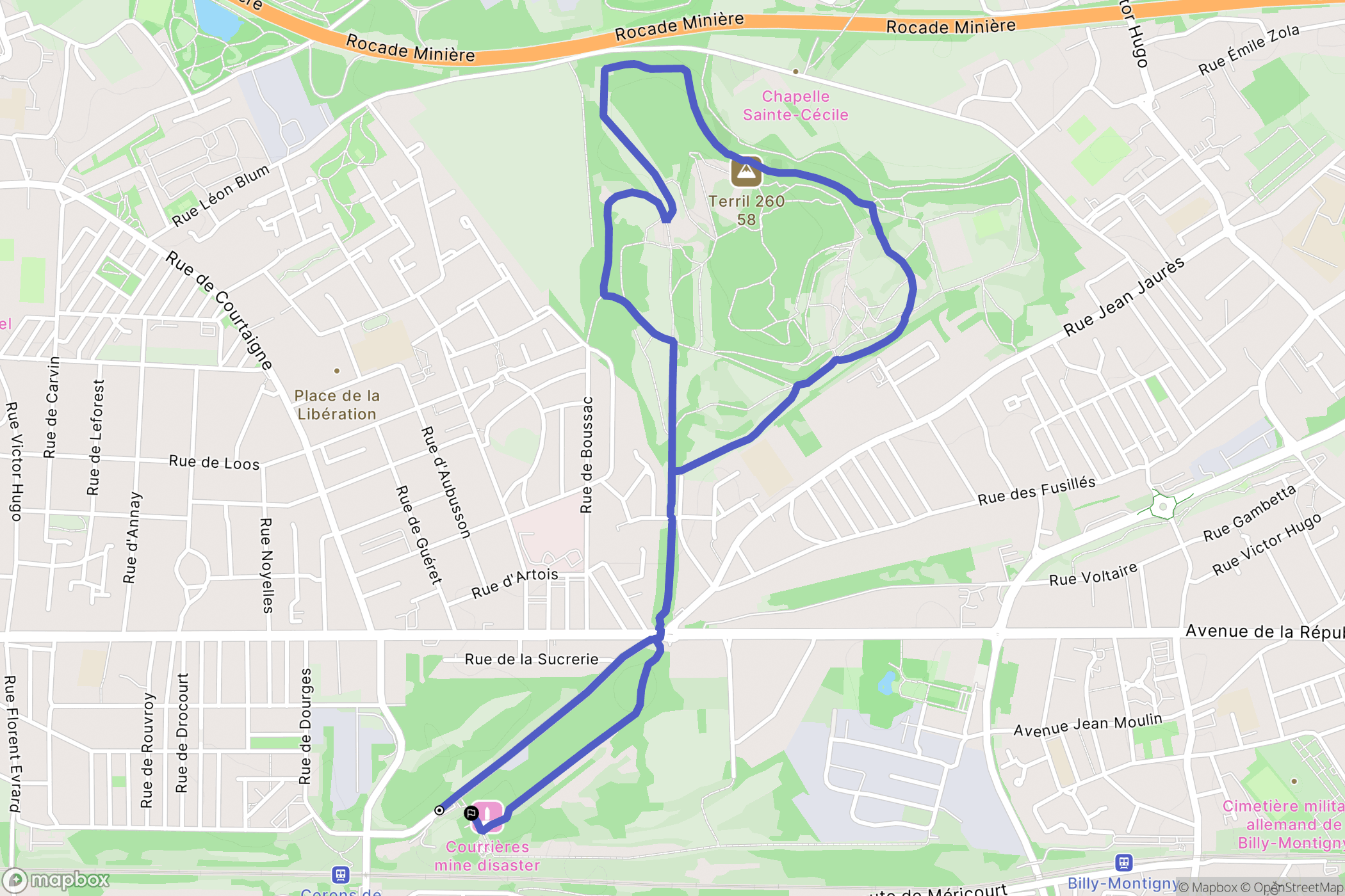 Méricourt : carte du parcours de randonnée - France