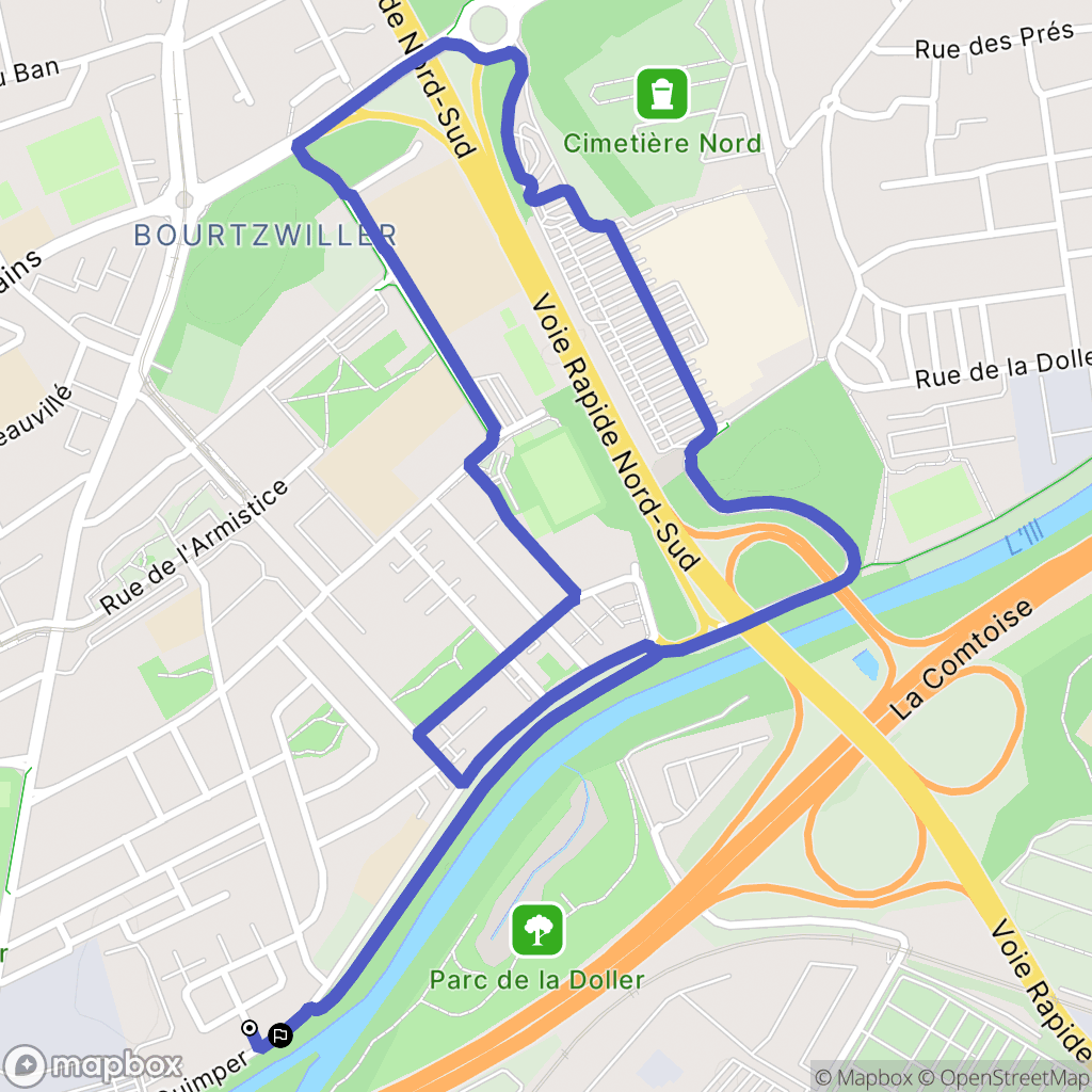 Mulhouse : carte du parcours de randonnée - France
