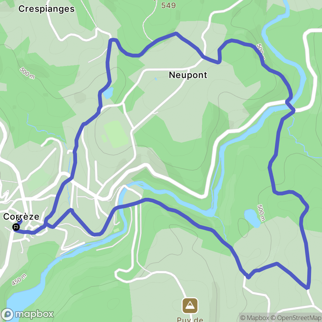 Corrèze : carte du parcours de randonnée - France