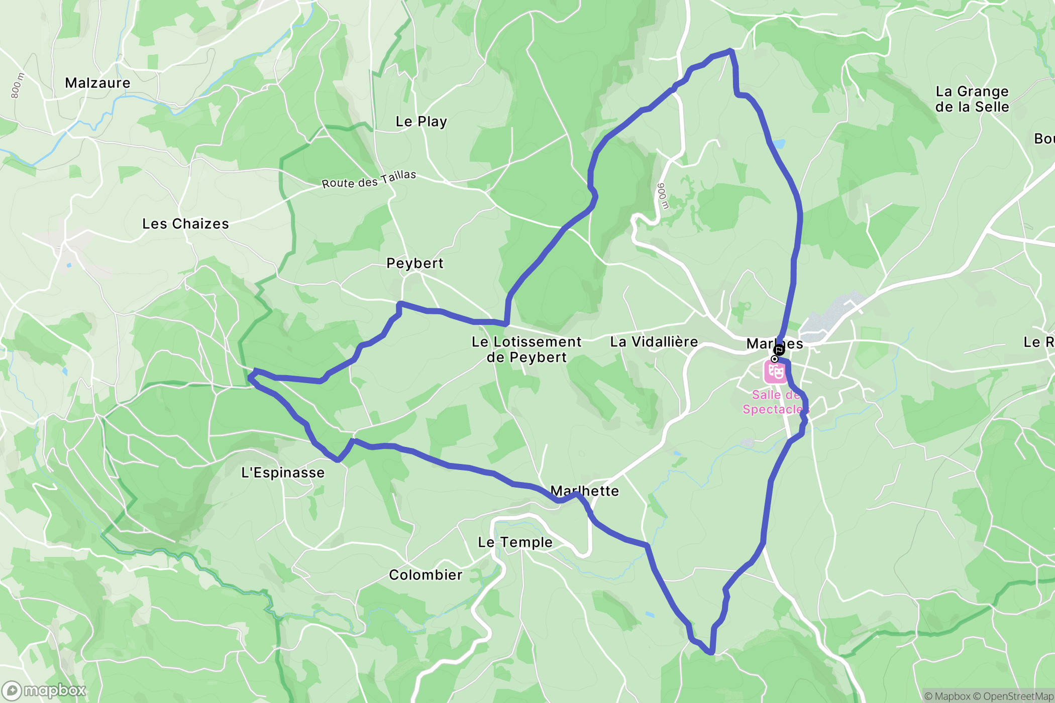 Marlhes : carte du parcours de randonnée - France