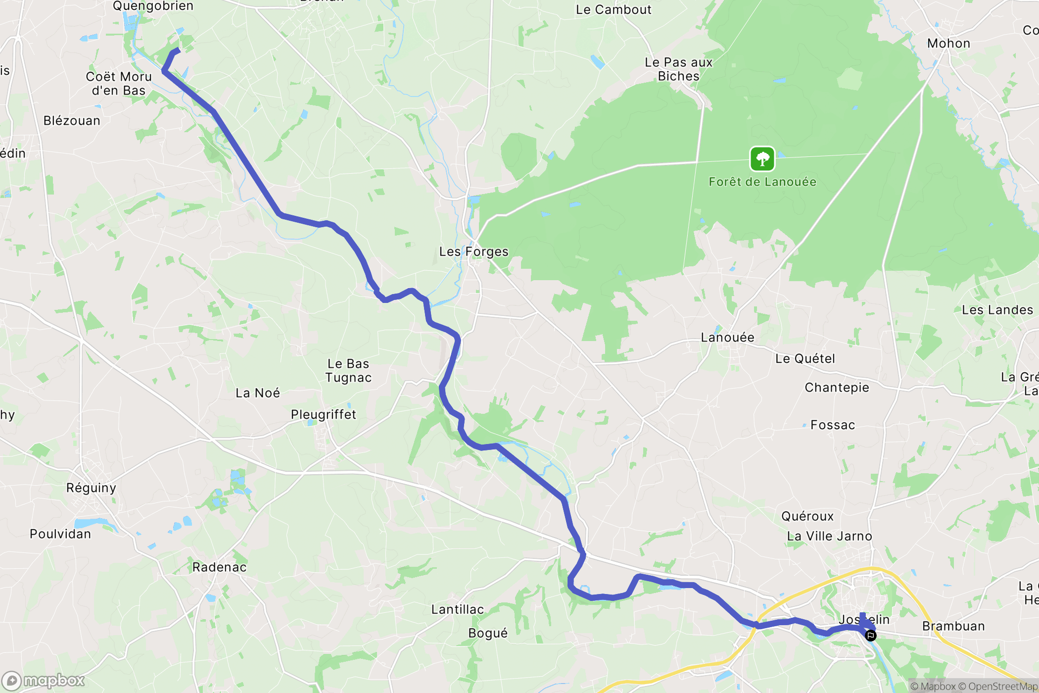 Josselin : carte du parcours de randonnée - France