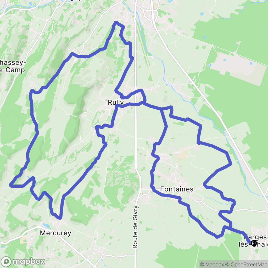 Farges-lès-Chalon : carte du parcours de randonnée - France