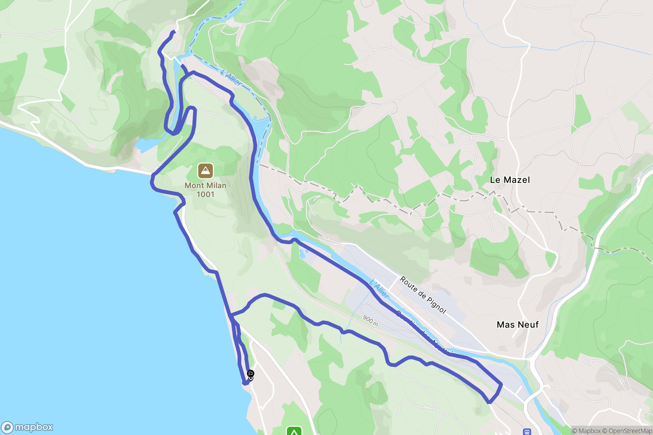 Langogne : carte du parcours de randonnée - France