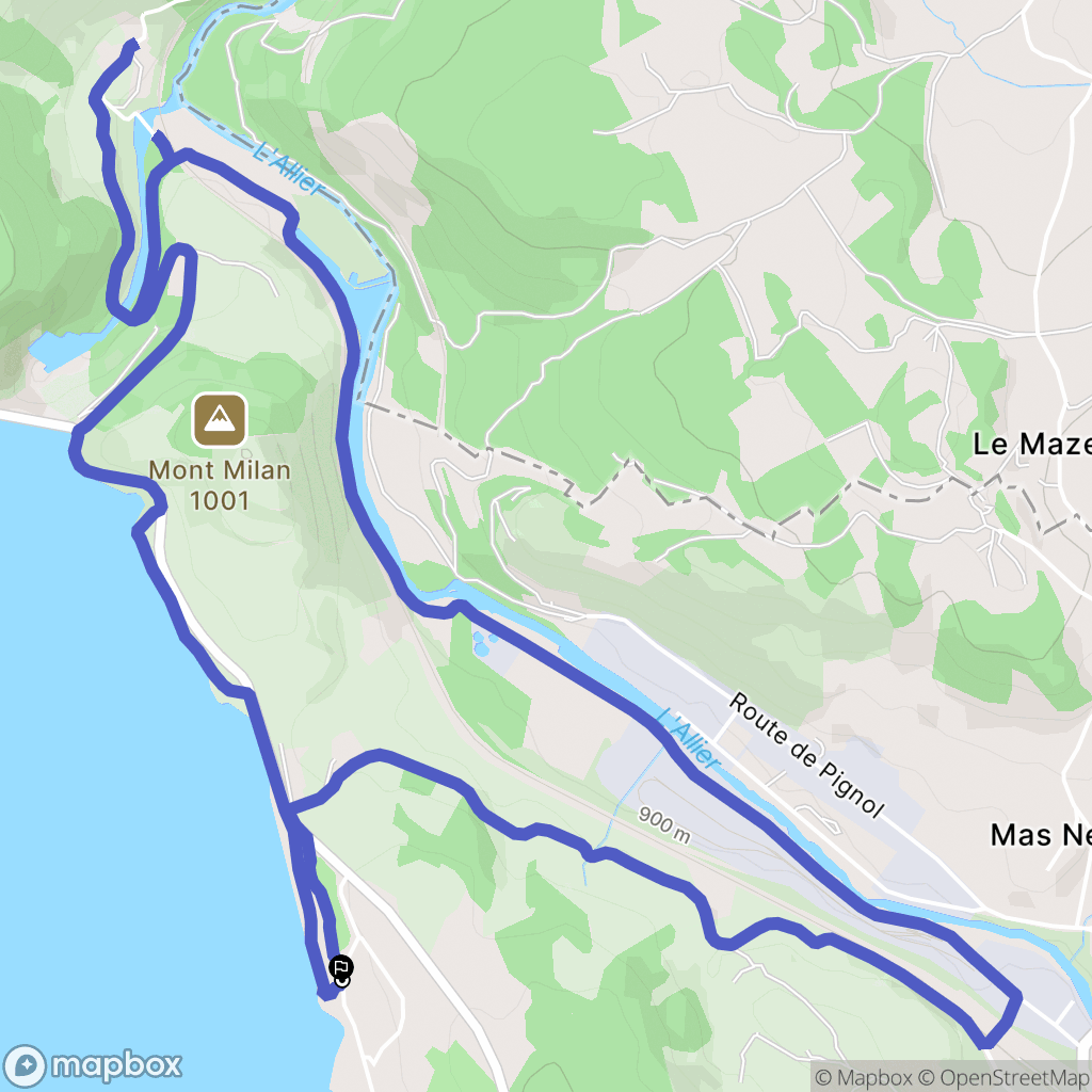 Langogne : carte du parcours de randonnée - France