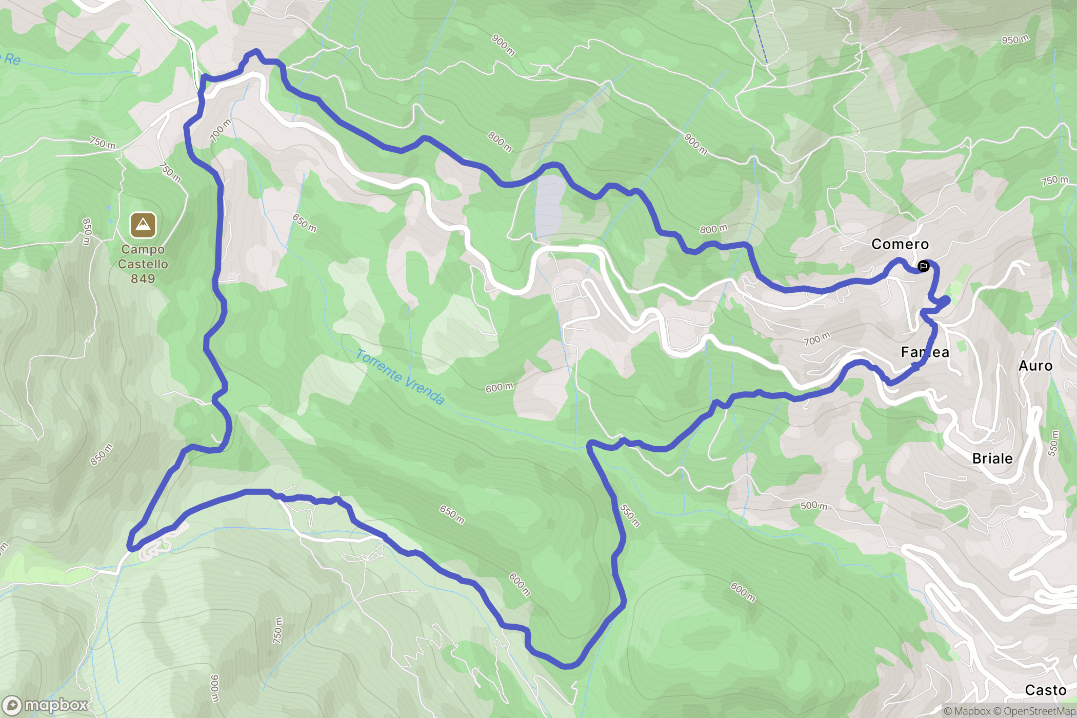 Comero : carte du parcours de randonnée - Italy