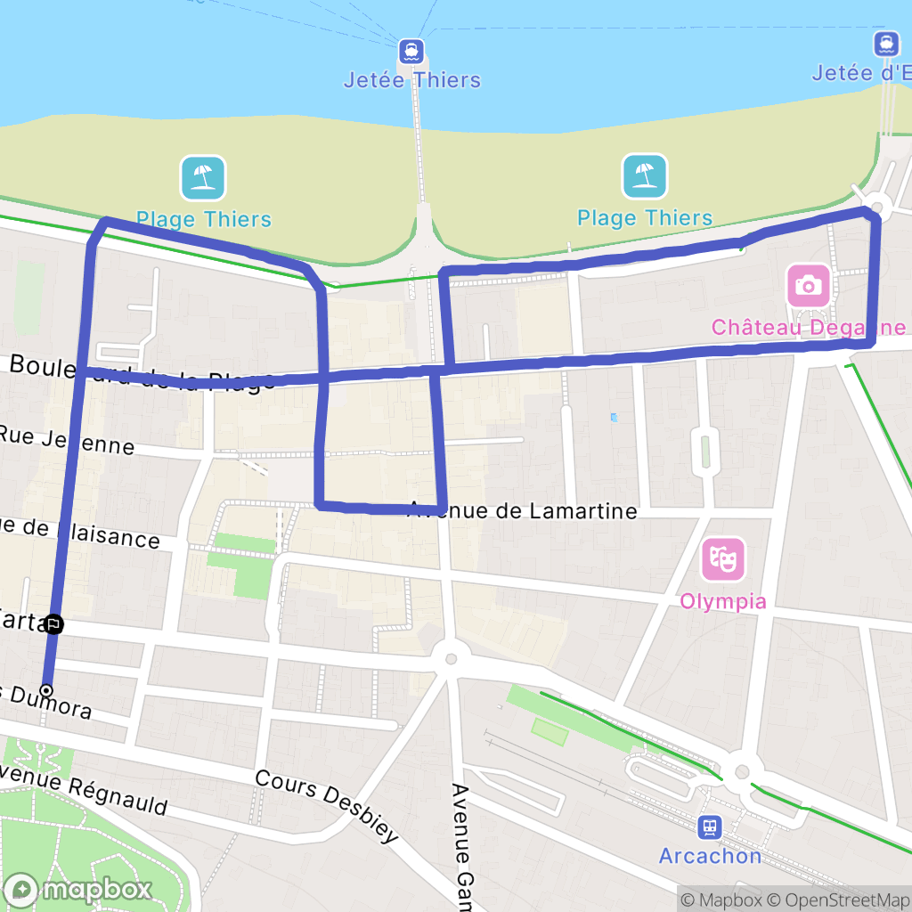 Arcachon : carte du parcours de randonnée - France