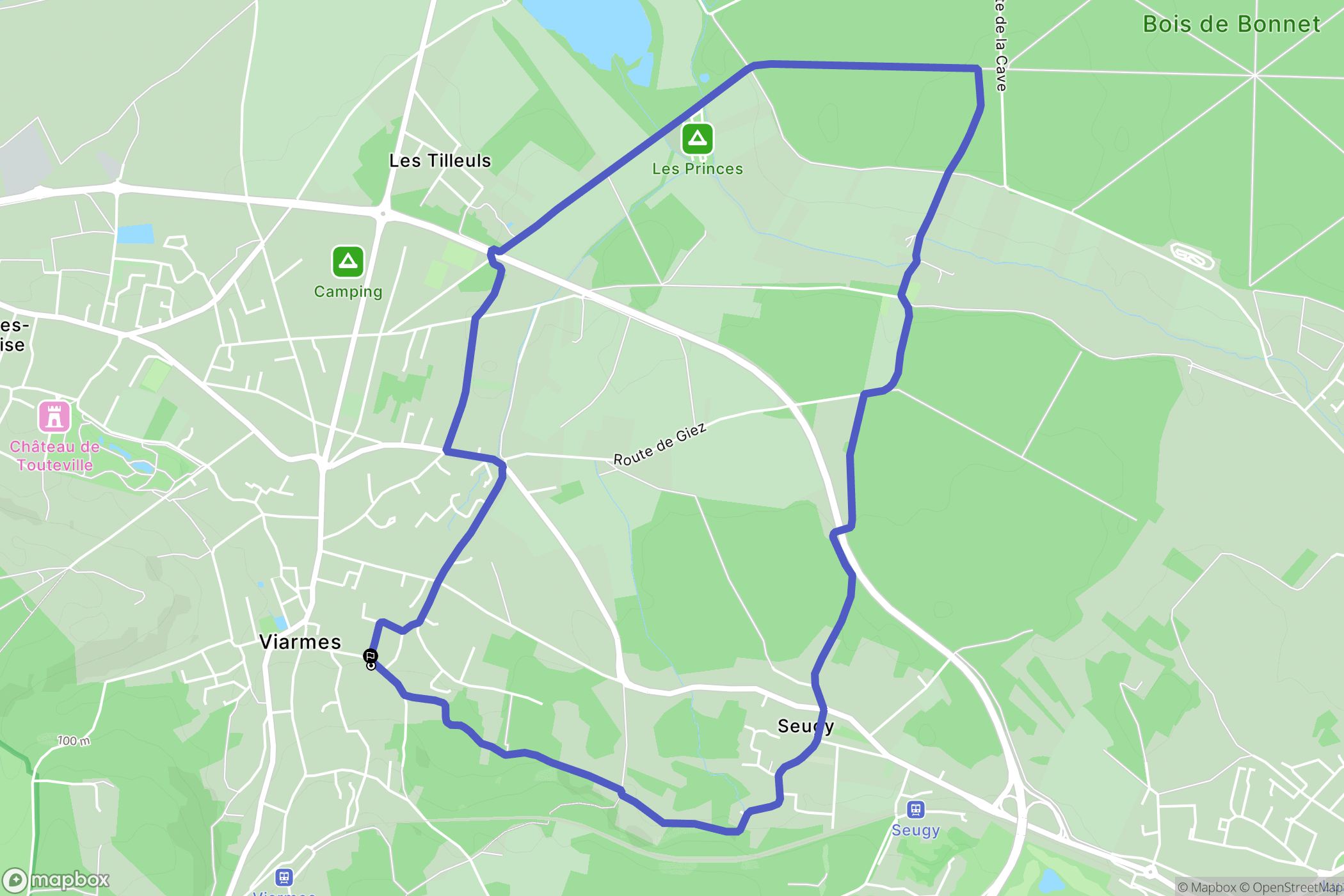Viarmes : carte du parcours de randonnée - France
