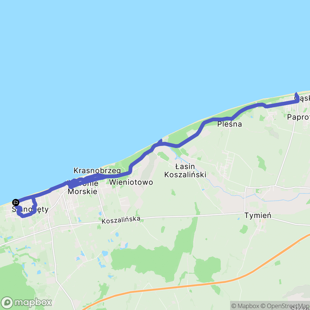 Sianożęty: mapa trasy - Poland