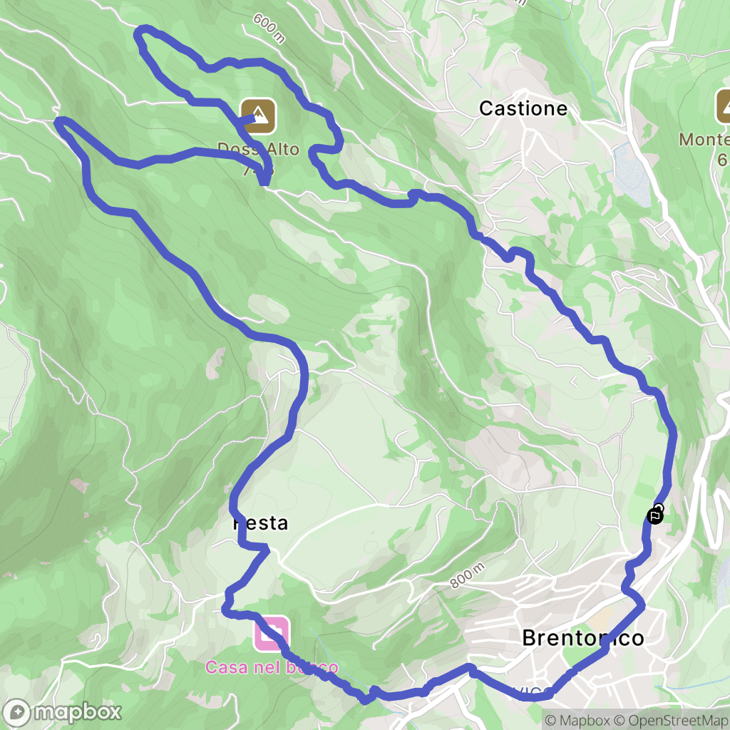 Brentonico : carte du parcours de randonnée - Italy