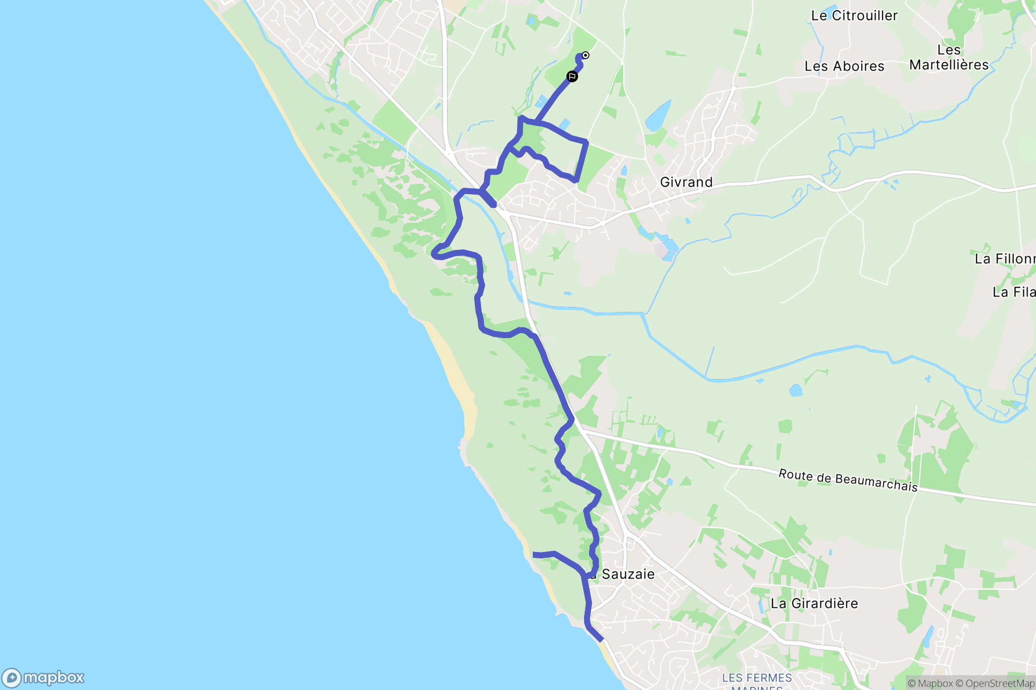 Givrand : carte du parcours de randonnée - France