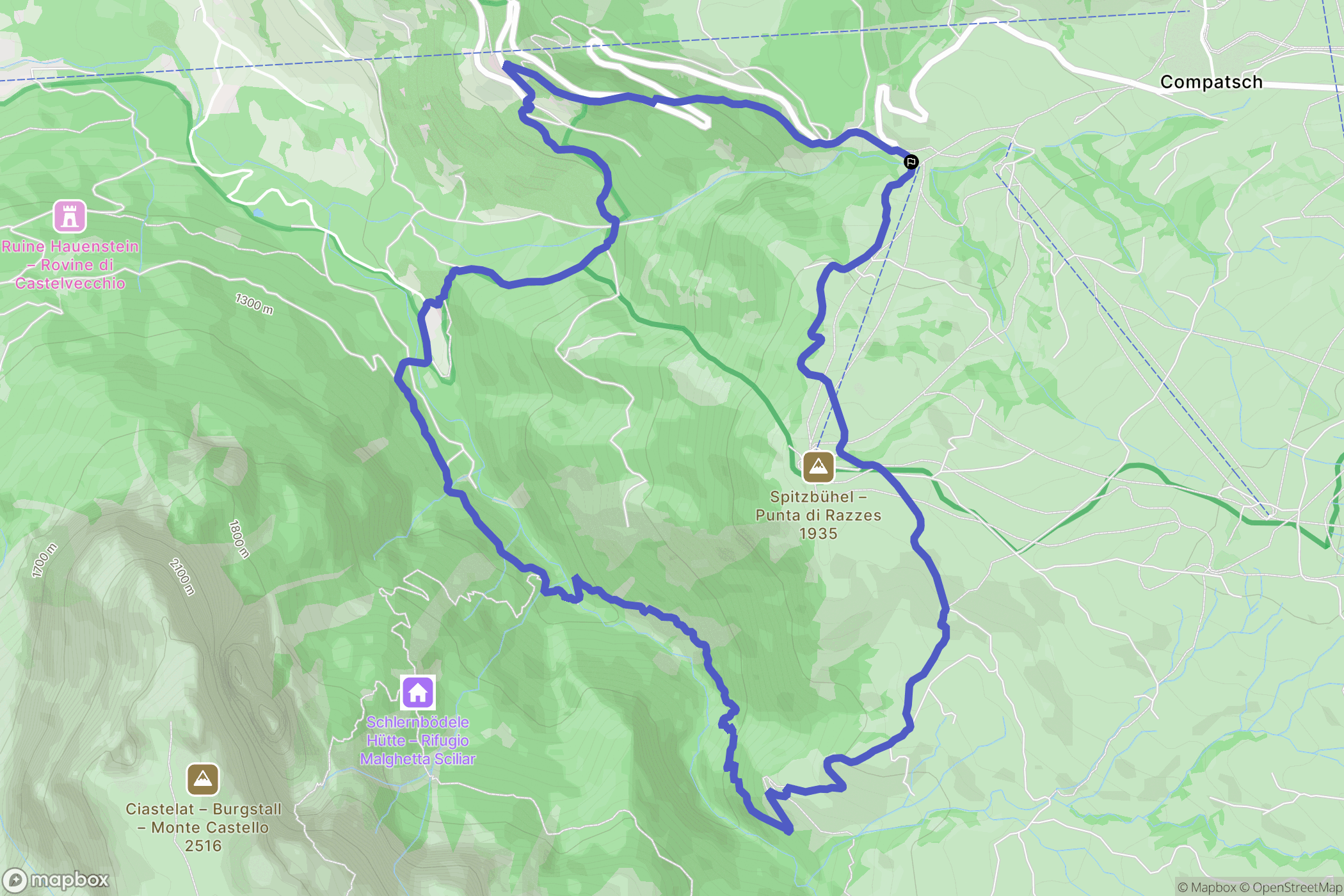  : carte du parcours de randonnée - Italy