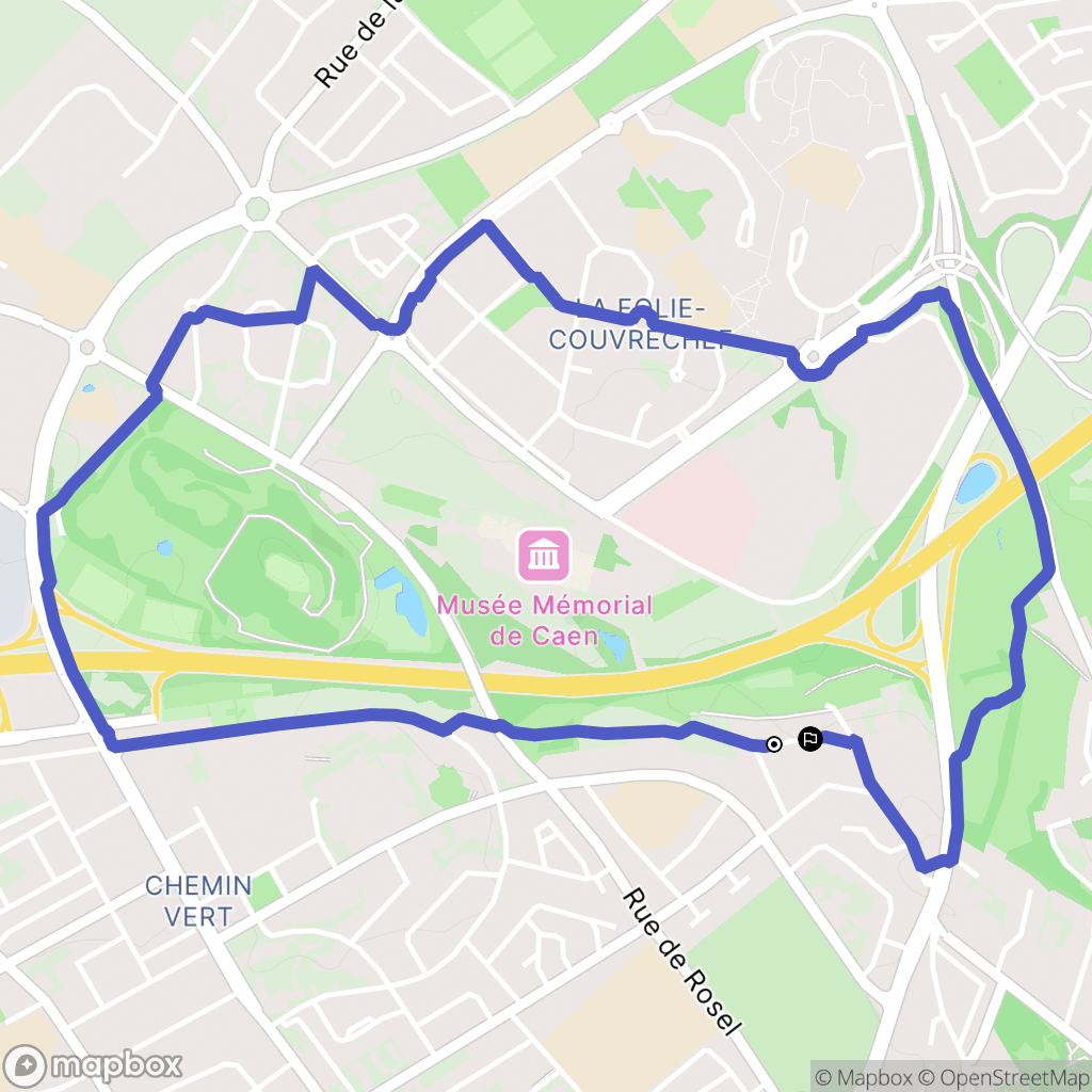 Caen : carte du parcours de randonnée - France