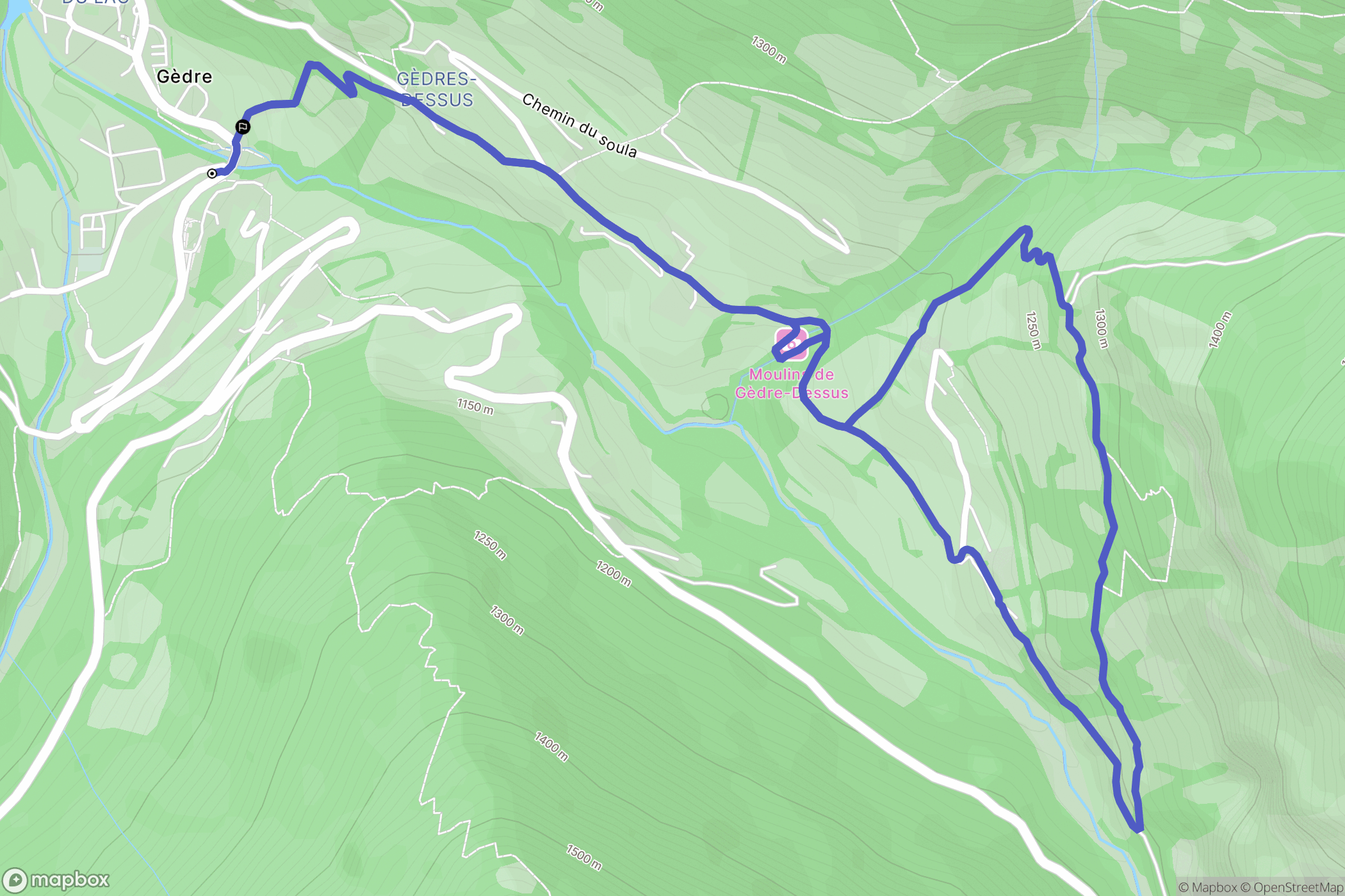 Gavarnie-Gèdre : carte du parcours de randonnée - France