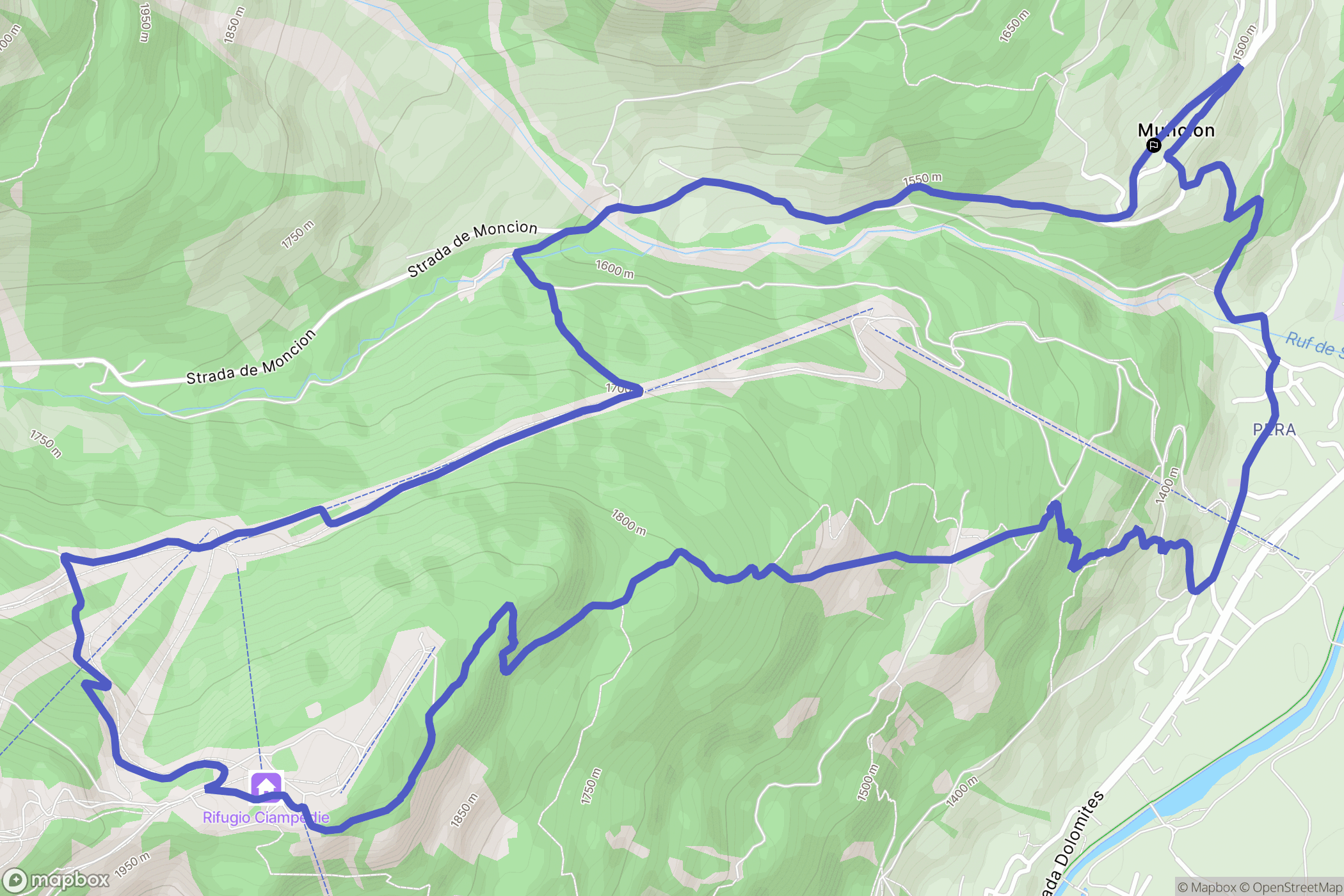 Muncion : carte du parcours de randonnée - Italy