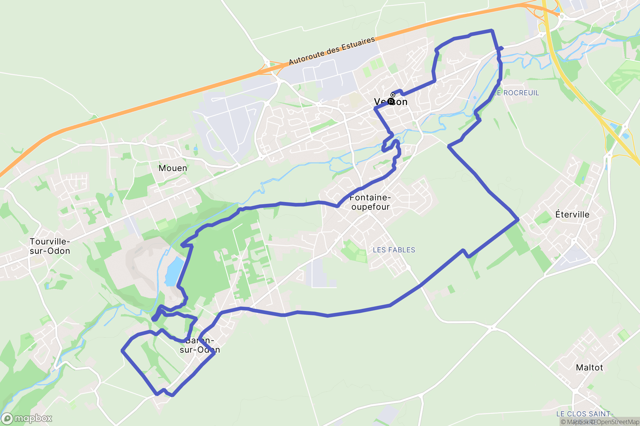Verson : carte du parcours de randonnée - France