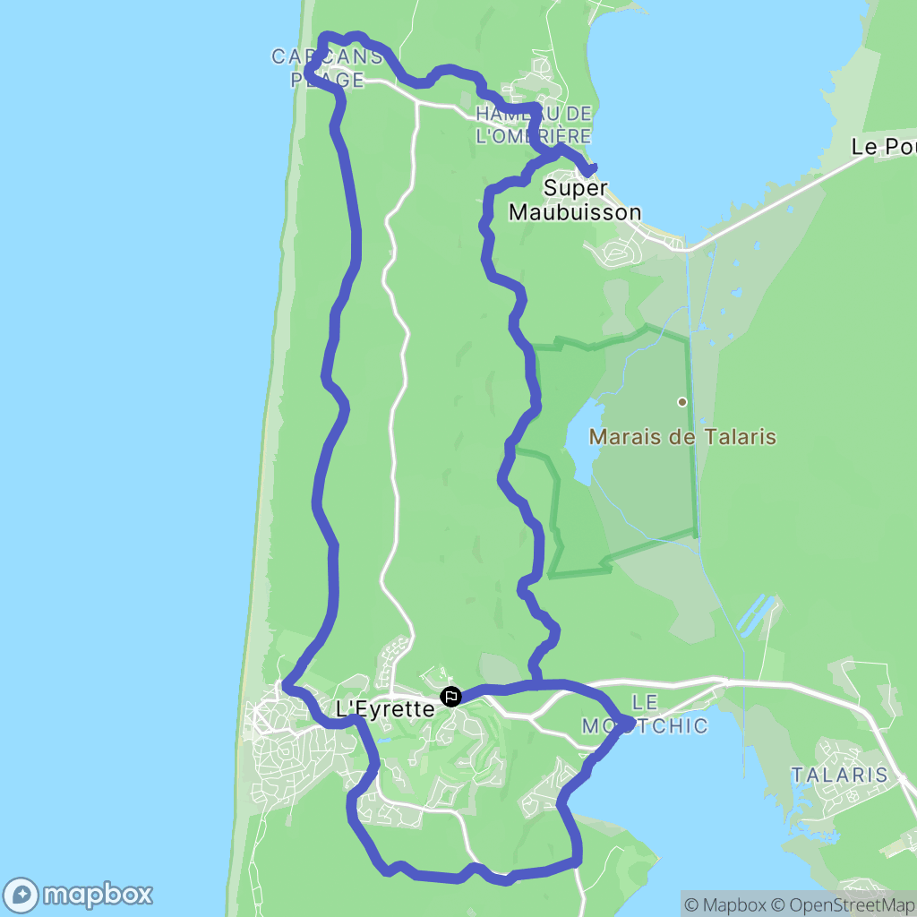 Lacanau : carte du parcours de randonnée - France