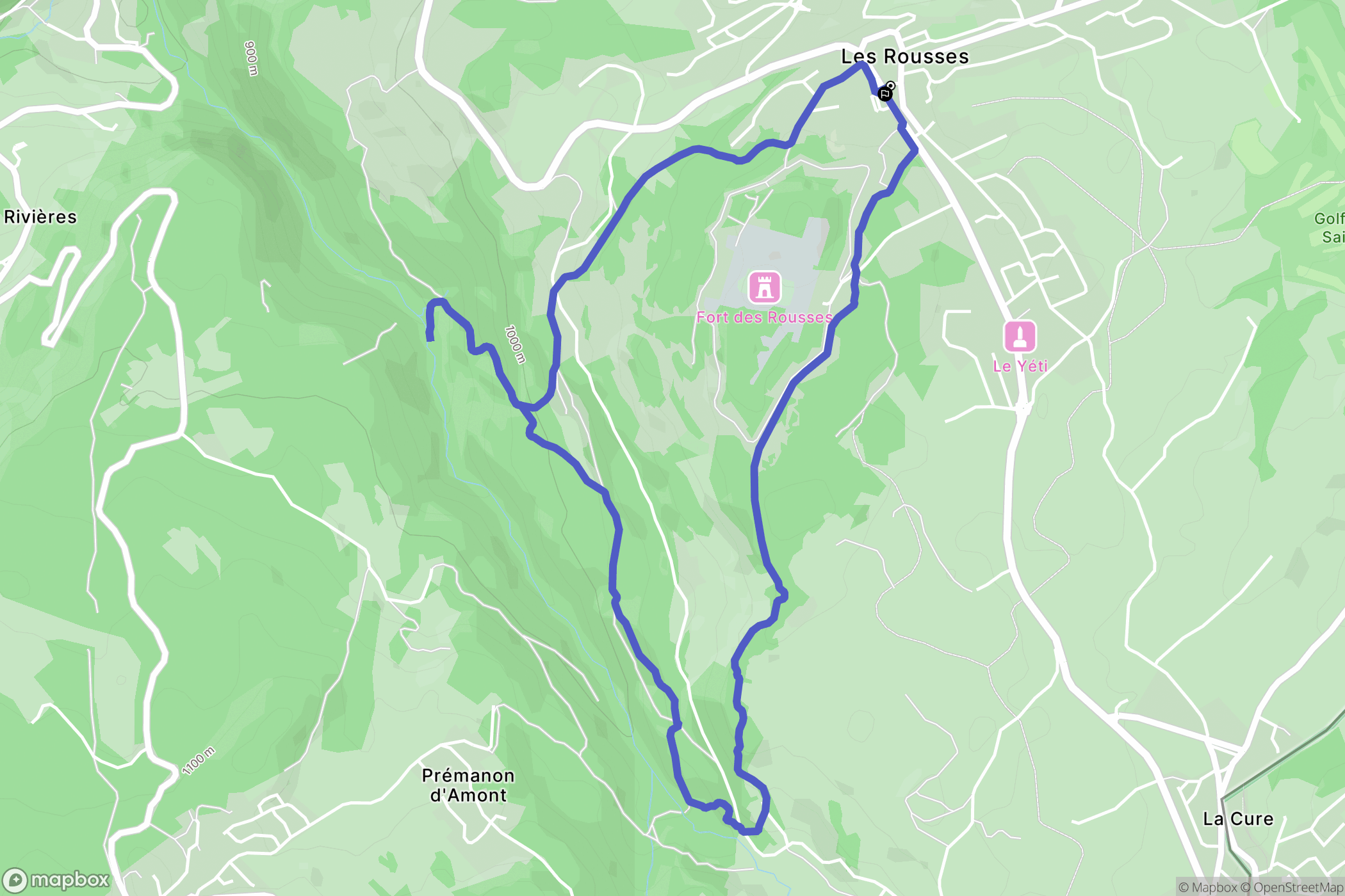 Les Rousses : carte du parcours de randonnée - France