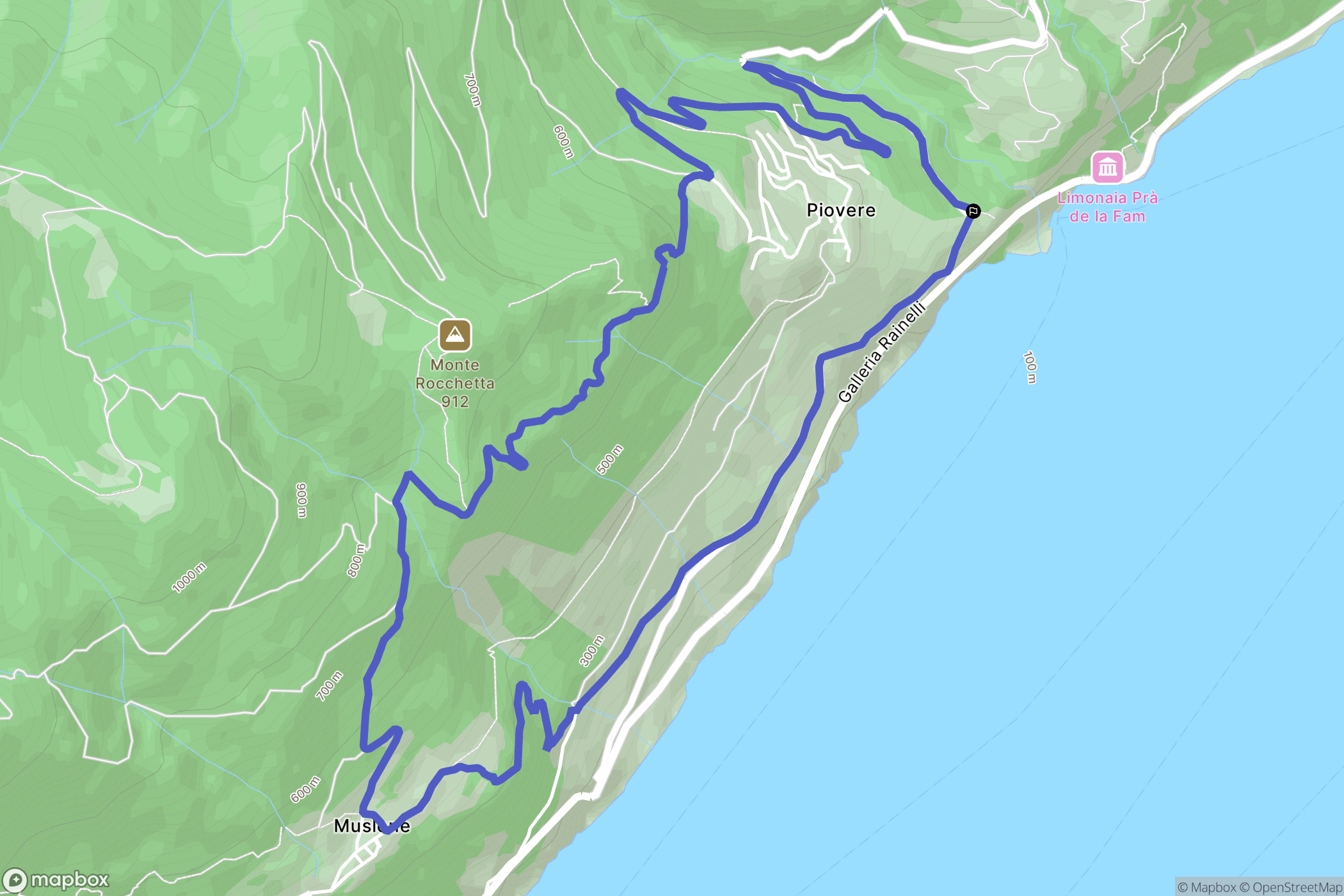 Tignale : carte du parcours de randonnée - Italy