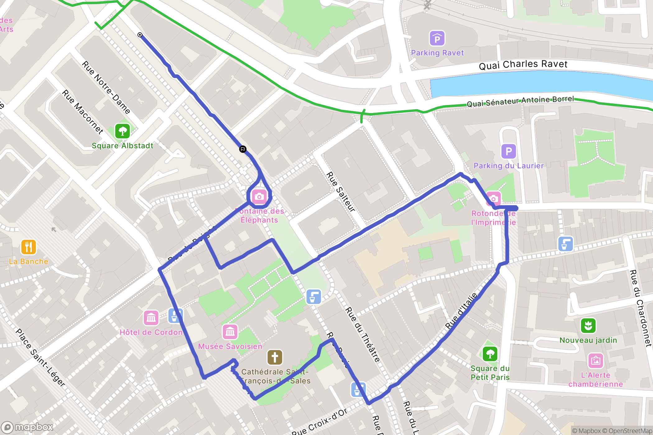 Chambéry : carte du parcours de randonnée - France