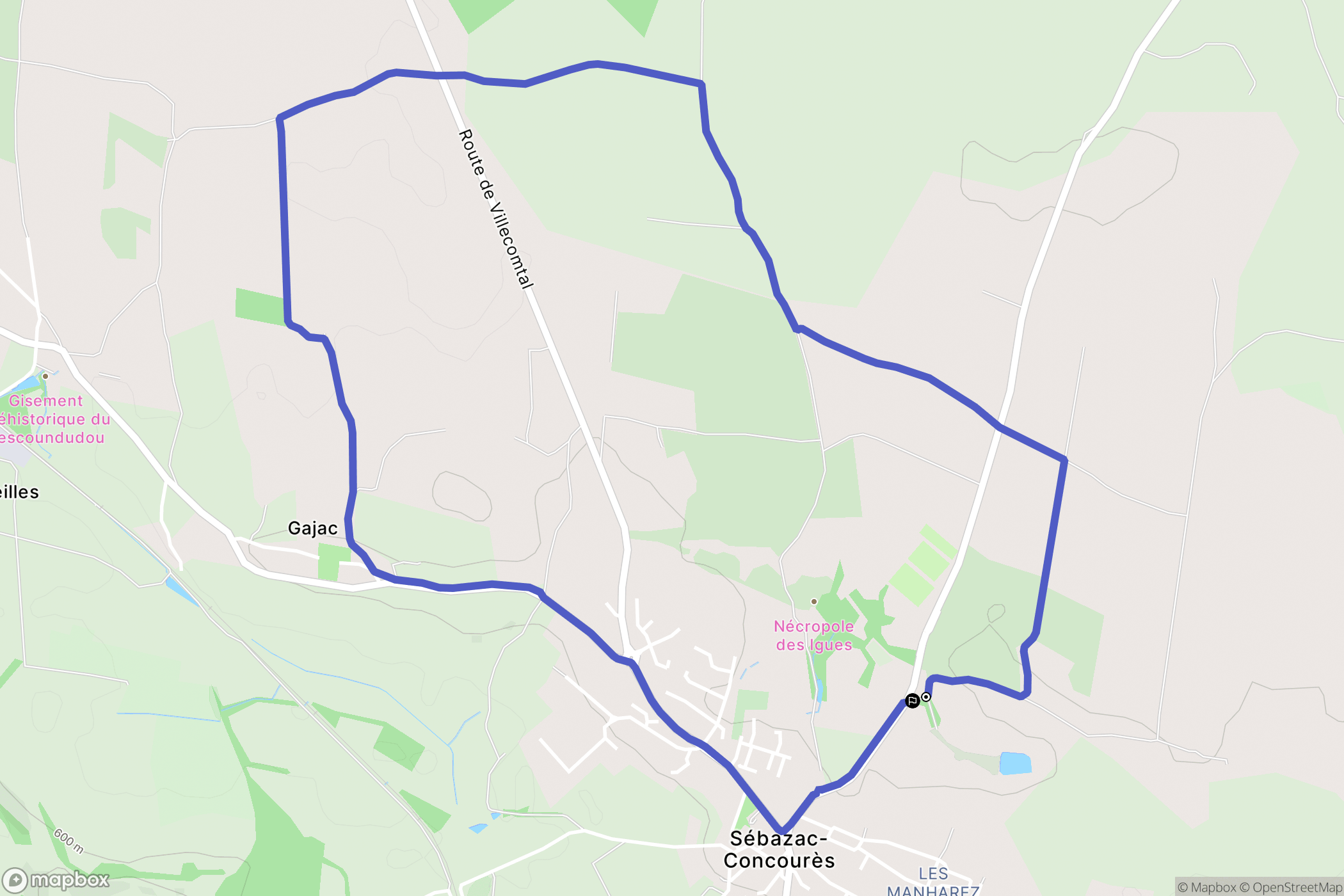 Sébazac-Concourès : carte du parcours de randonnée - France