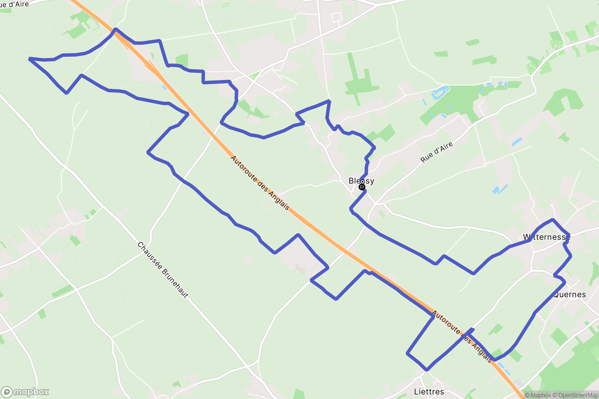 Blessy : carte du parcours de randonnée - France