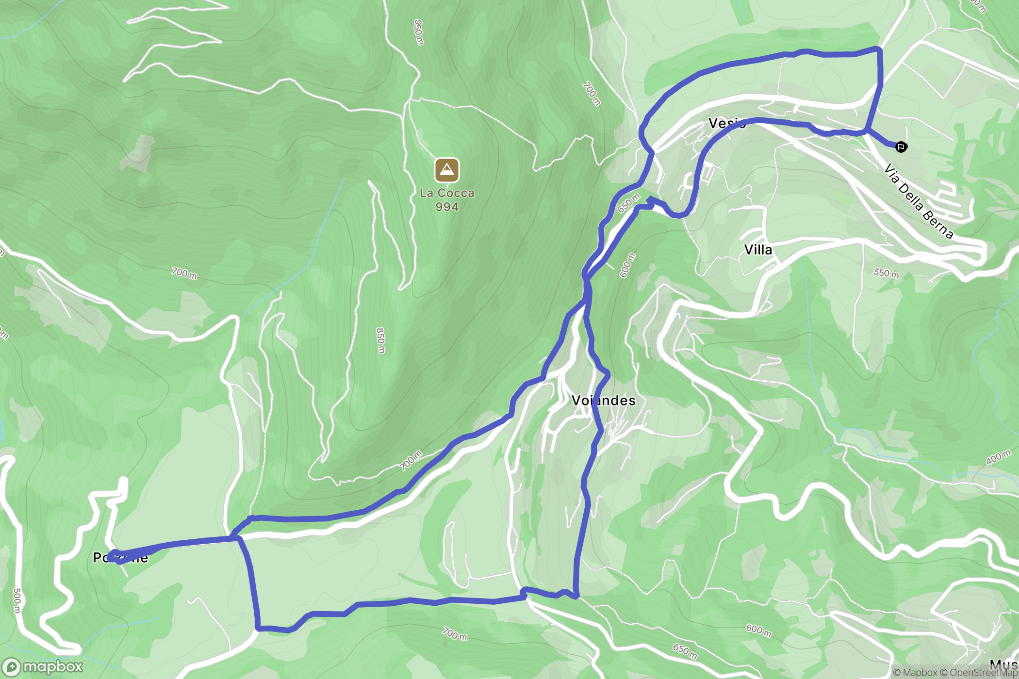 Bardolino : carte du parcours de randonnée - Italy