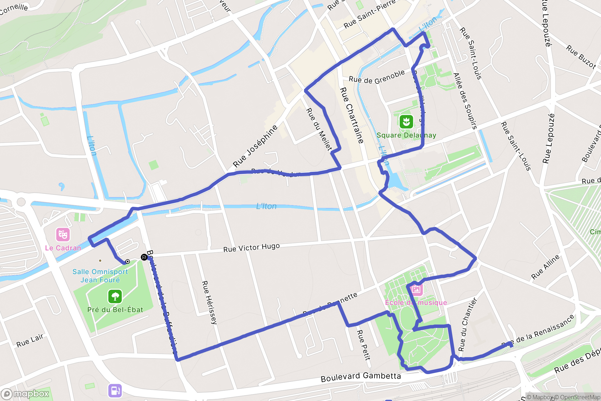 Évreux : carte du parcours de randonnée - France