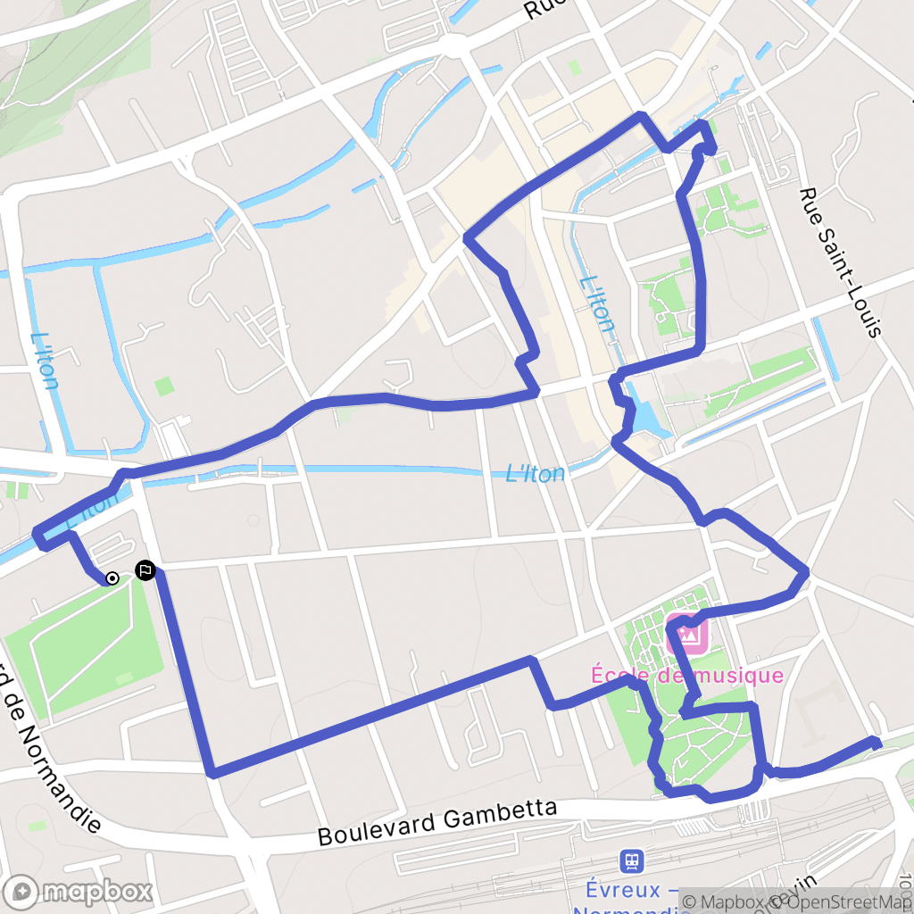 Évreux : carte du parcours de randonnée - France