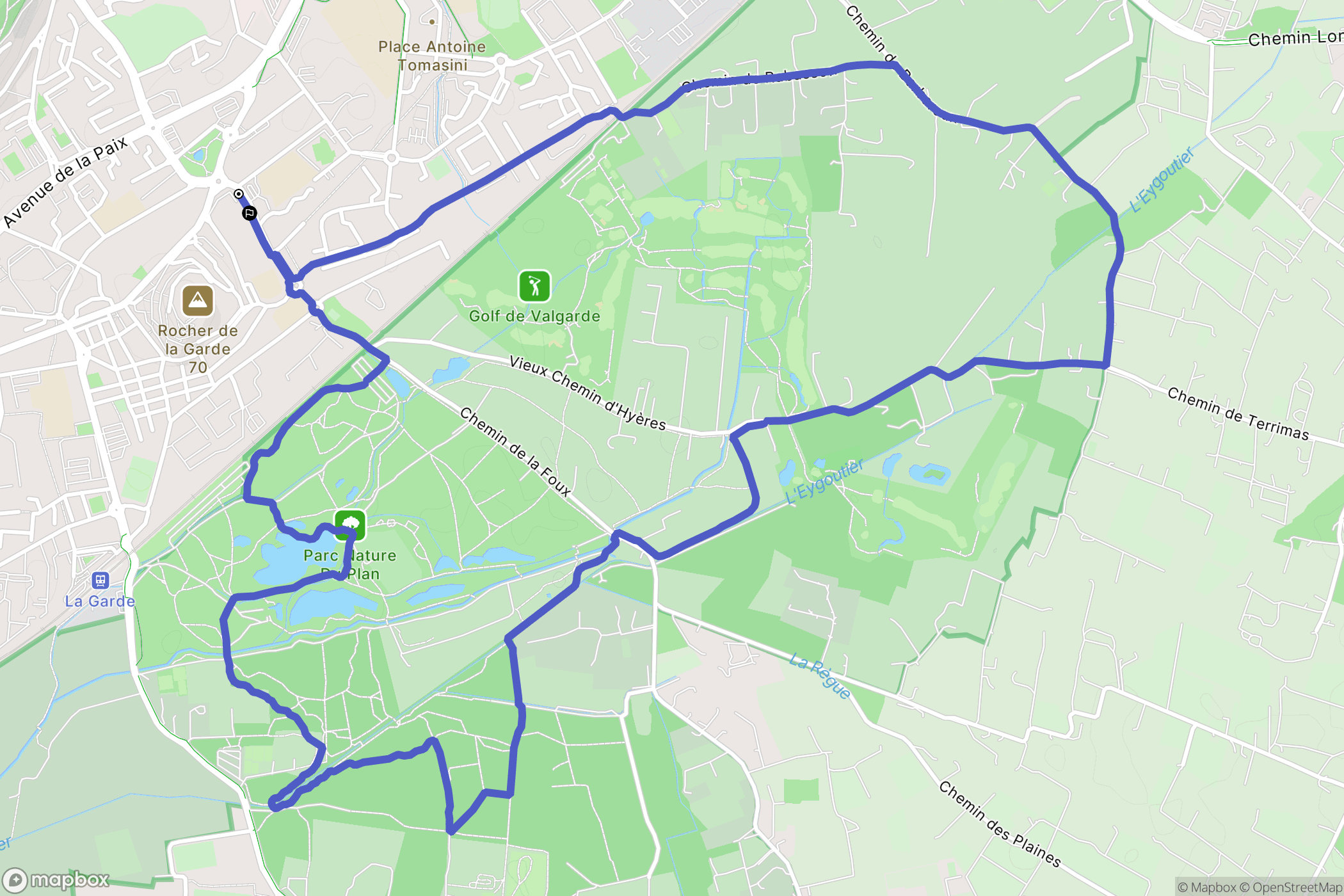 La Garde : carte du parcours de randonnée - France