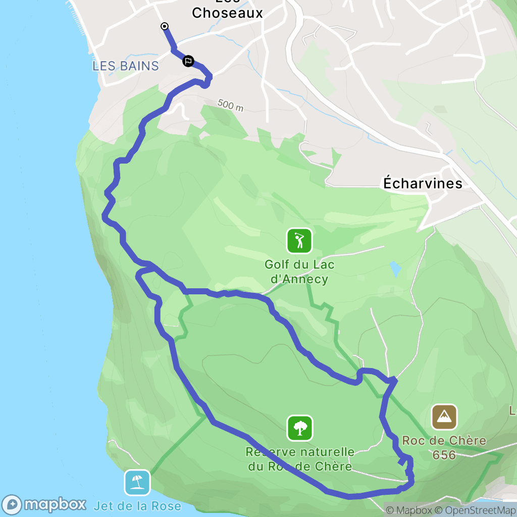 Menthon-Saint-Bernard : carte du parcours de randonnée - France