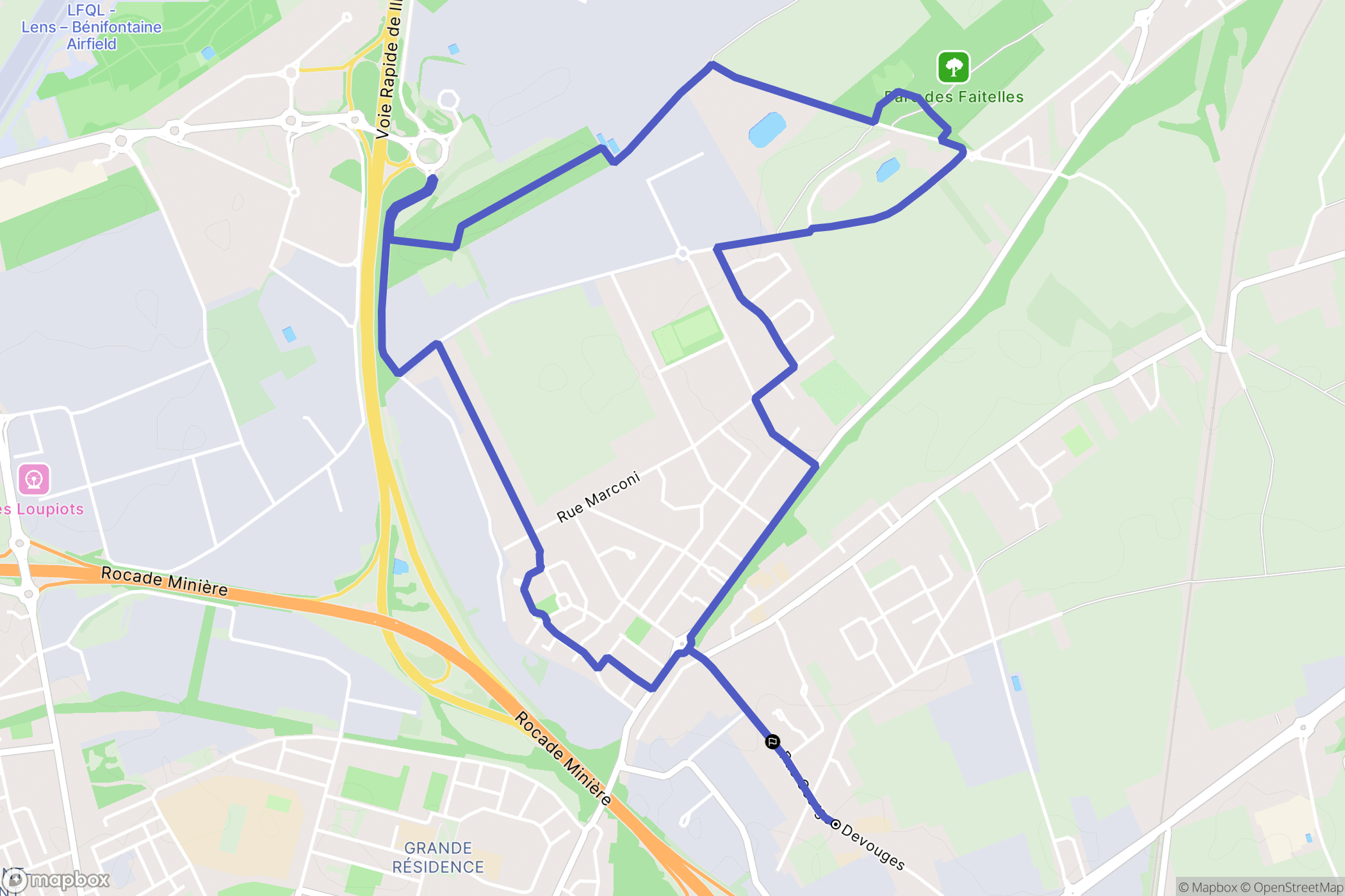 Loison-sous-Lens : carte du parcours de randonnée - France