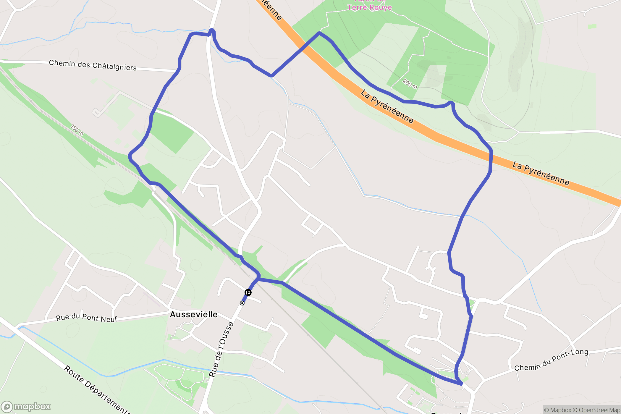 Aussevielle : carte du parcours de randonnée - France