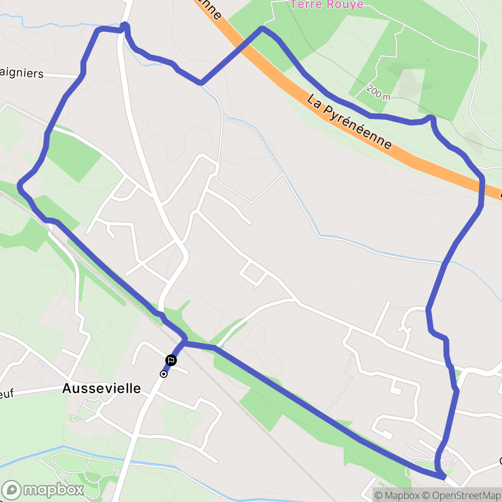 Aussevielle : carte du parcours de randonnée - France