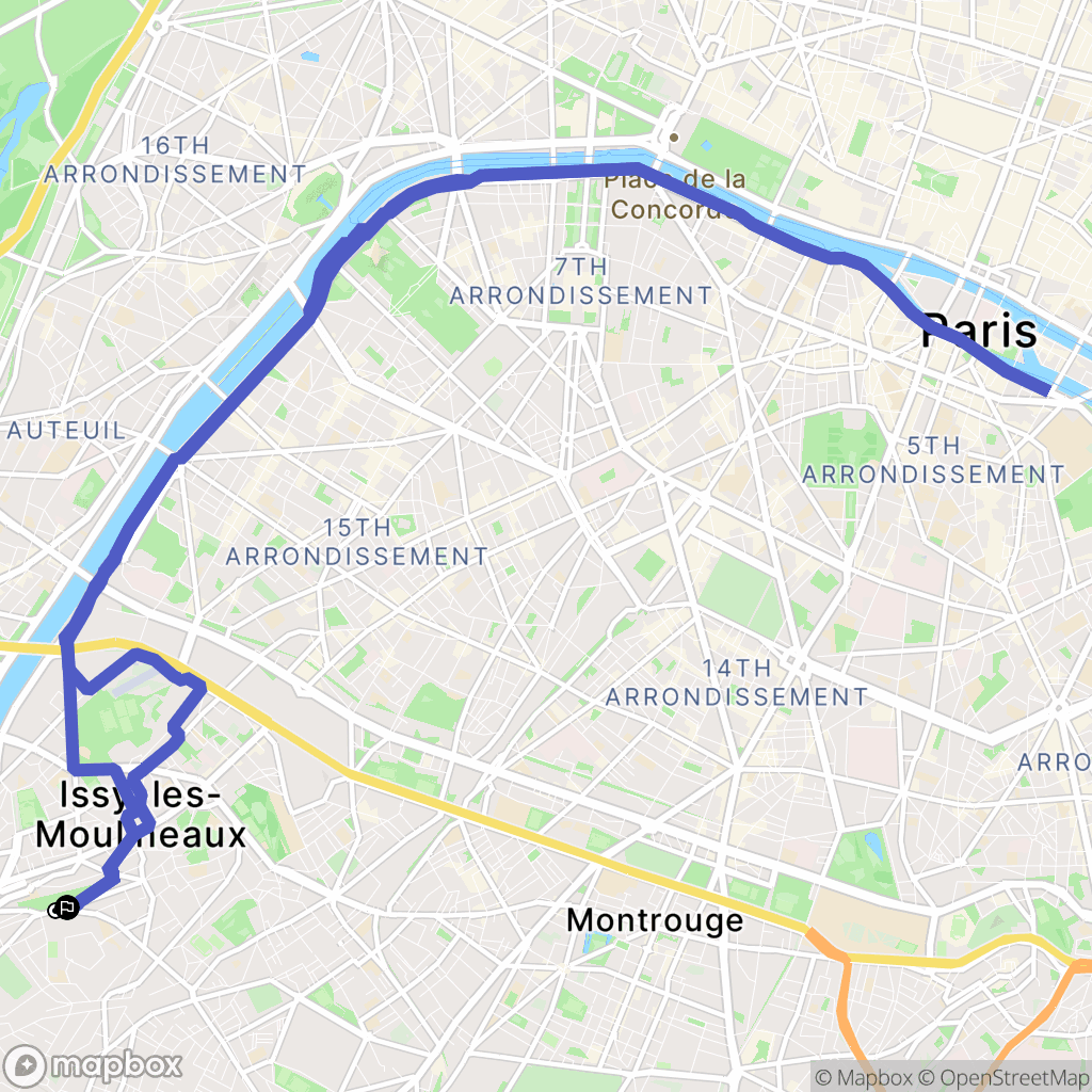 Issy-les-Moulineaux : carte du parcours de randonnée - France