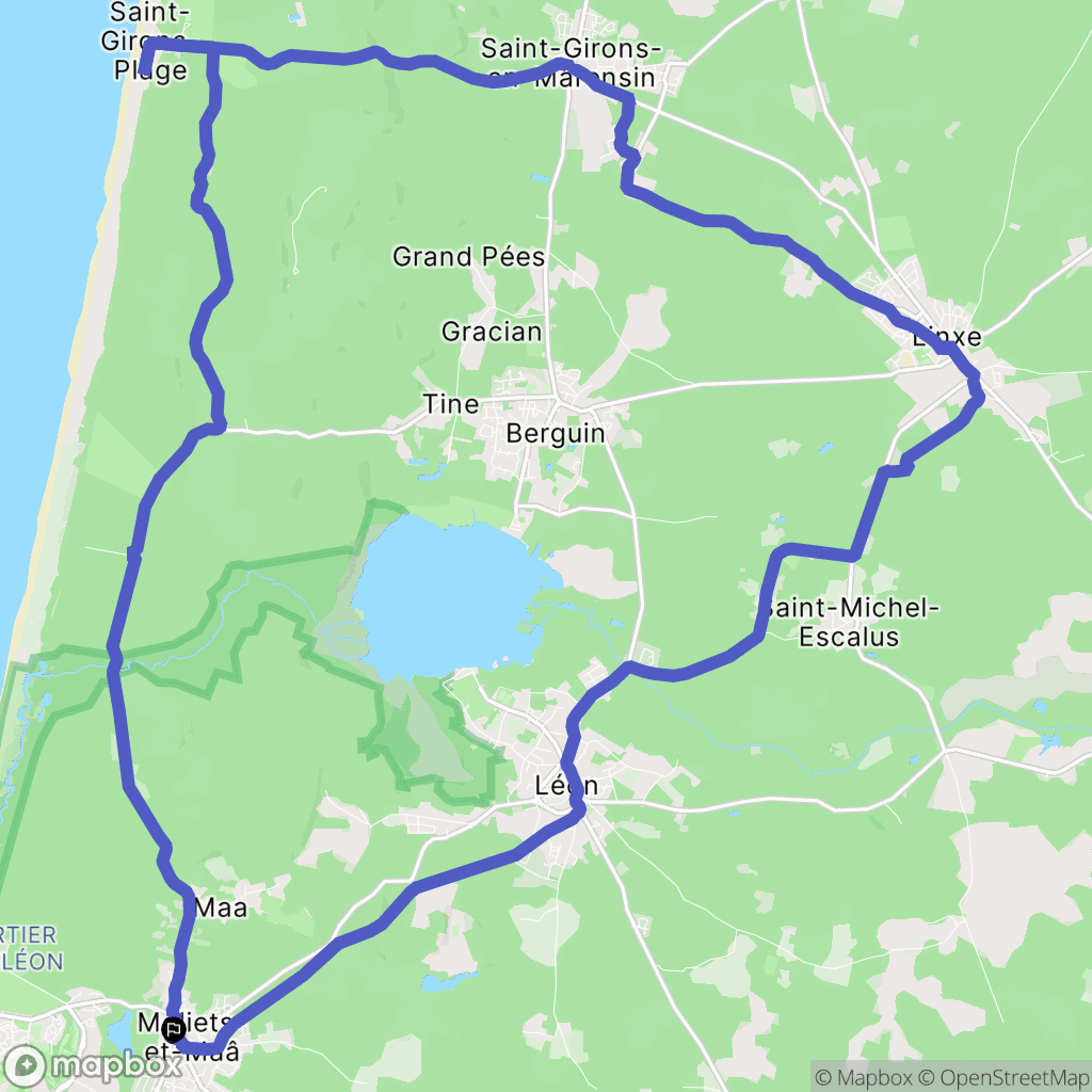 Moliets-et-Maa : carte du parcours de randonnée - France