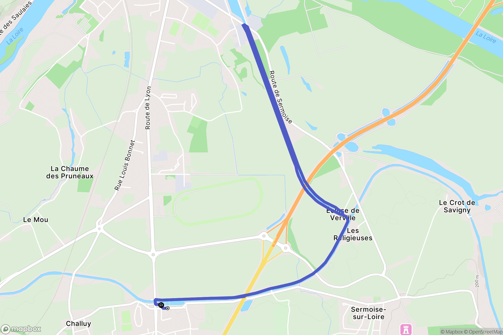 Sermoise-sur-Loire : carte du parcours de randonnée - France
