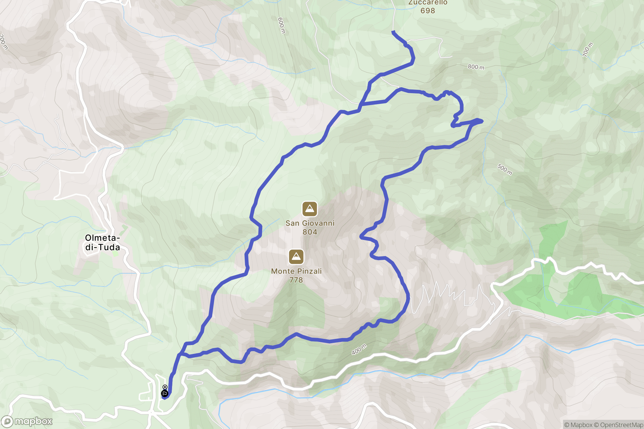 Olmeta-di-Tuda : carte du parcours de randonnée - France