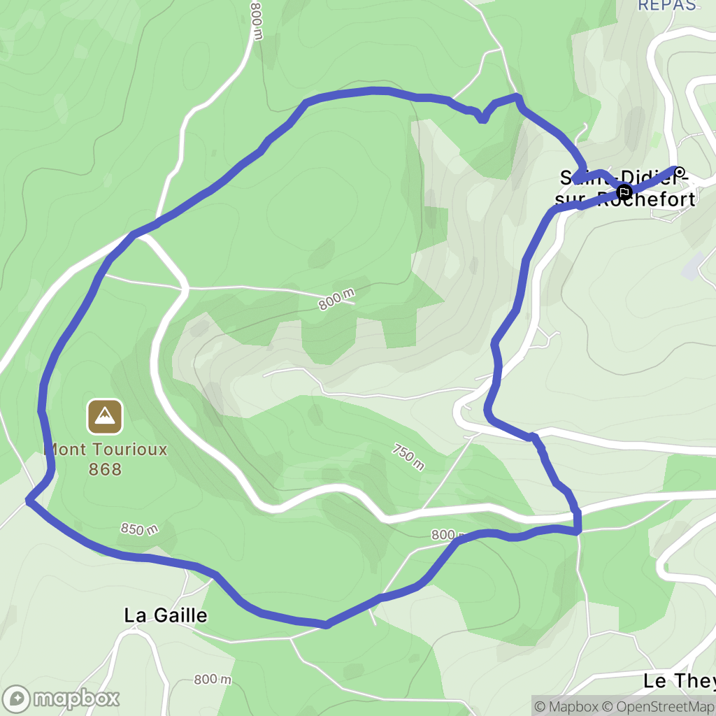 Saint-Didier-sur-Rochefort : carte du parcours de randonnée - France