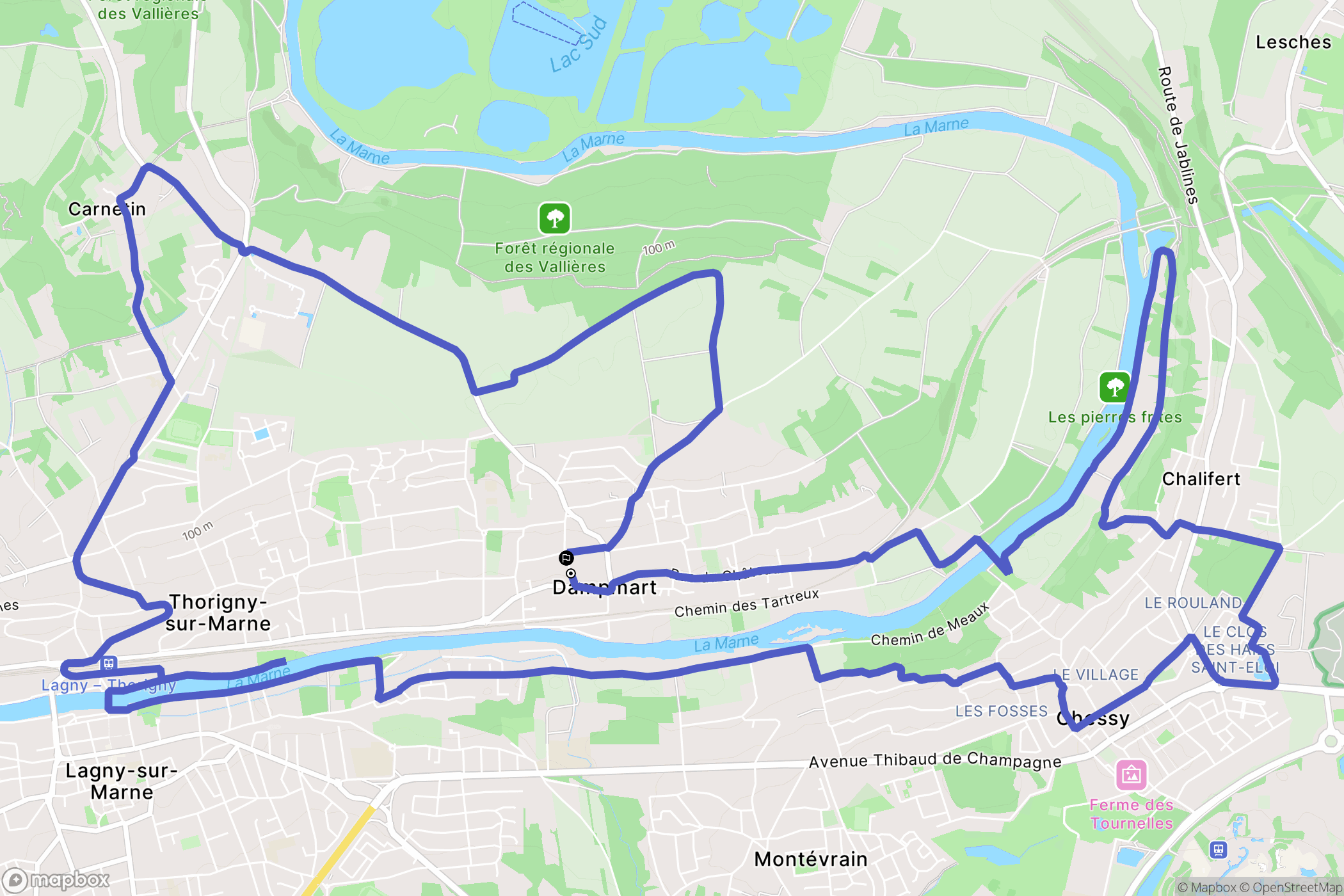 Dampmart : carte du parcours de randonnée - France