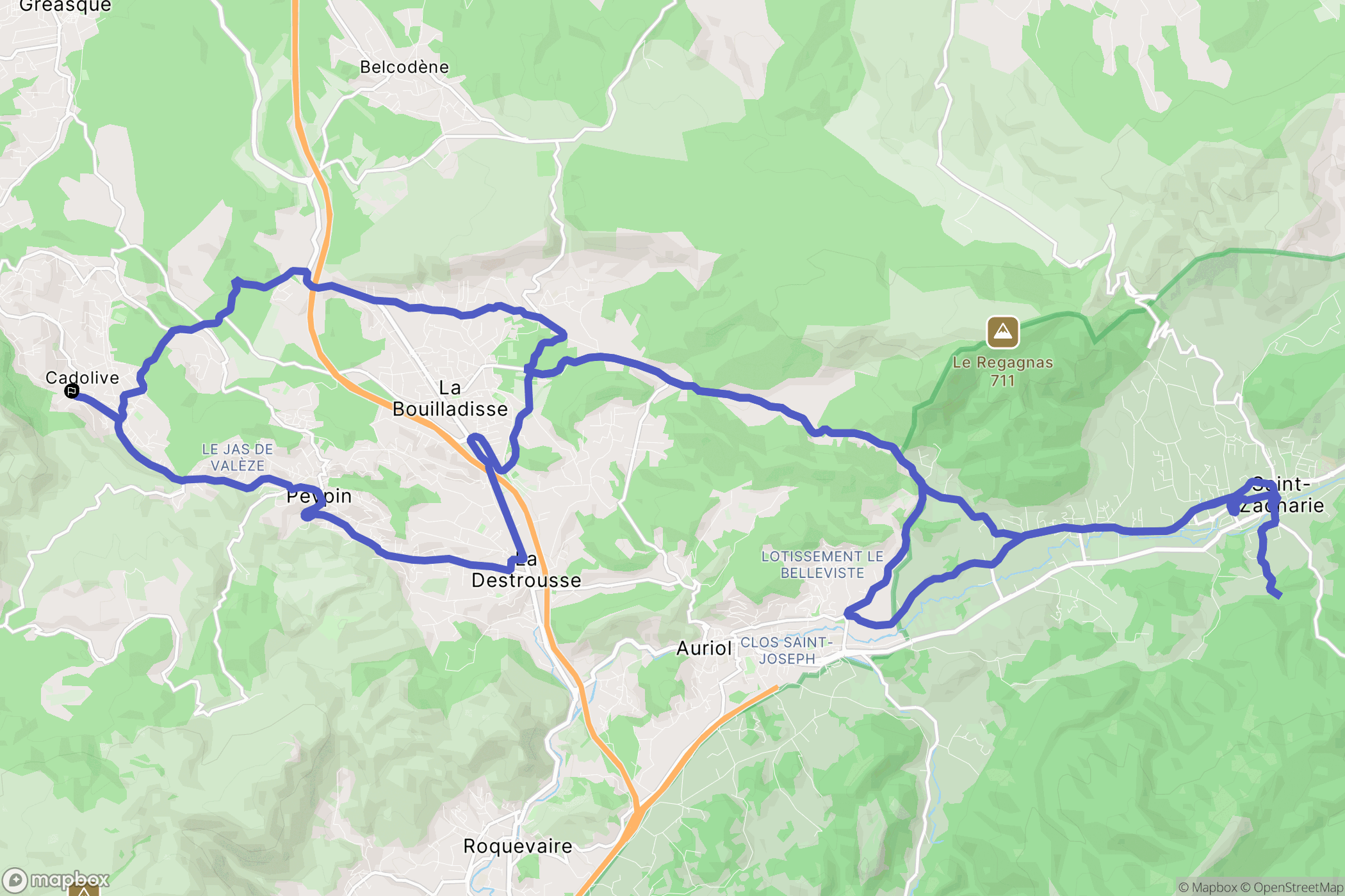 Cadolive : carte du parcours de randonnée - France