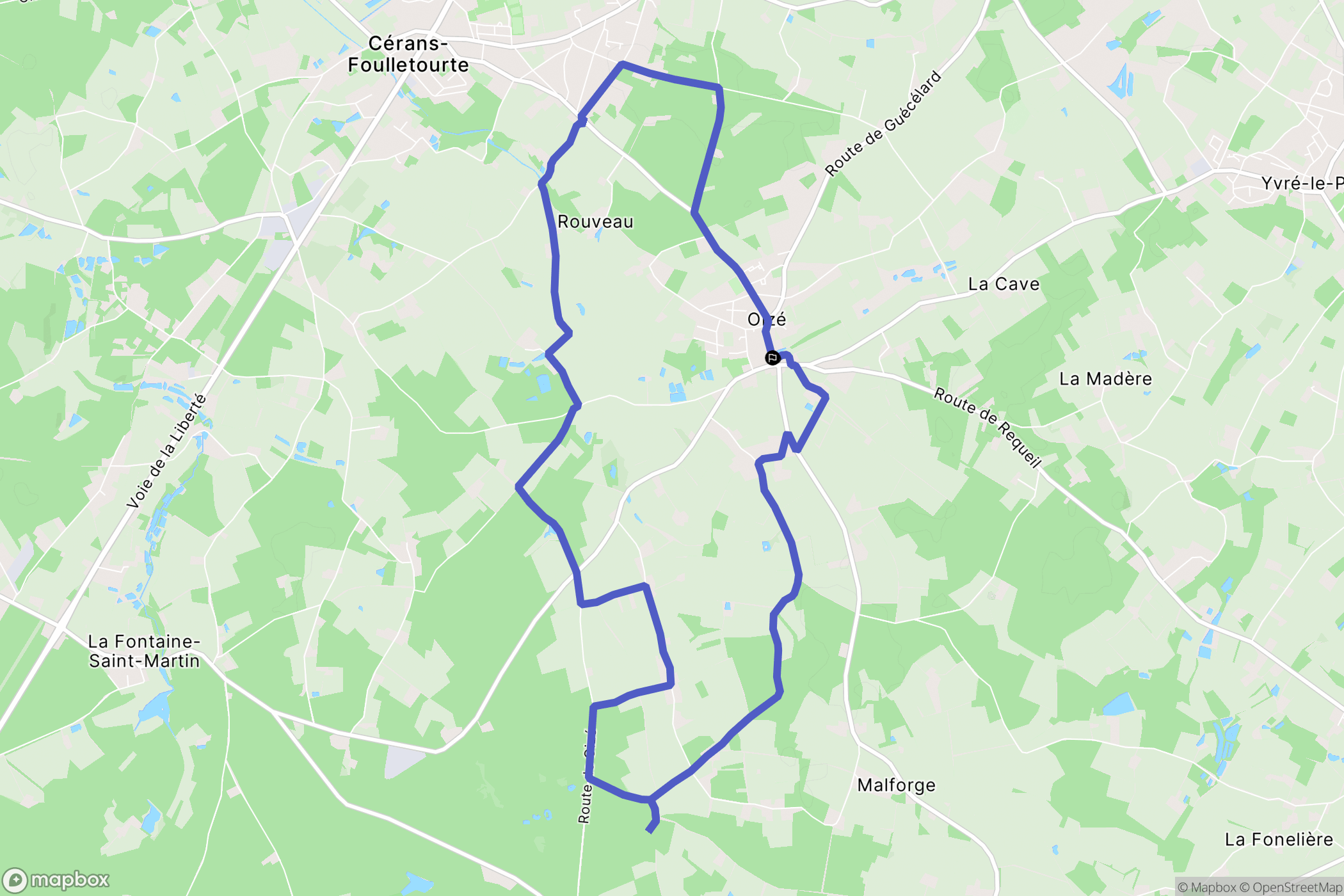Oizé : carte du parcours de randonnée - France