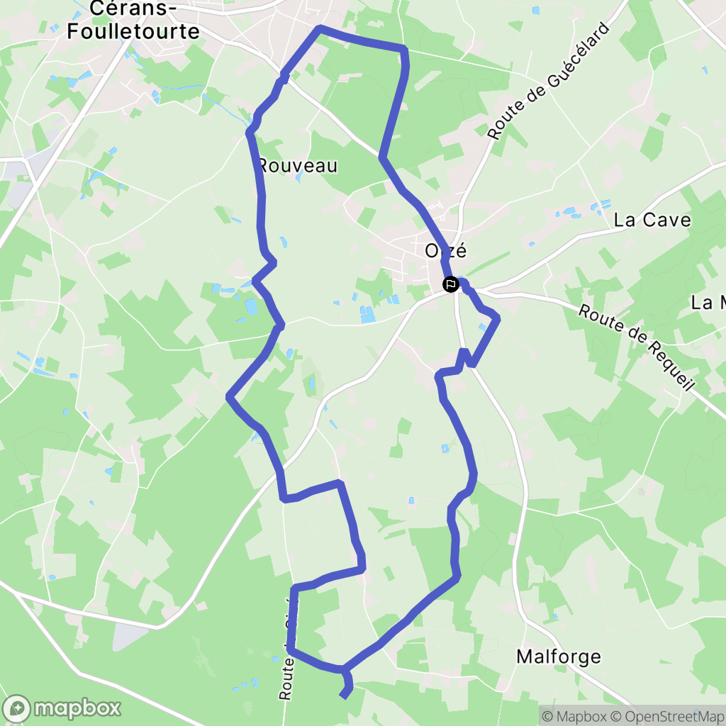 Oizé : carte du parcours de randonnée - France