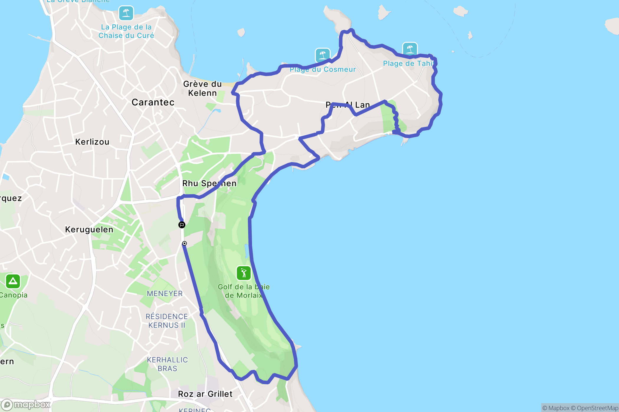 Carantec : carte du parcours de randonnée - France