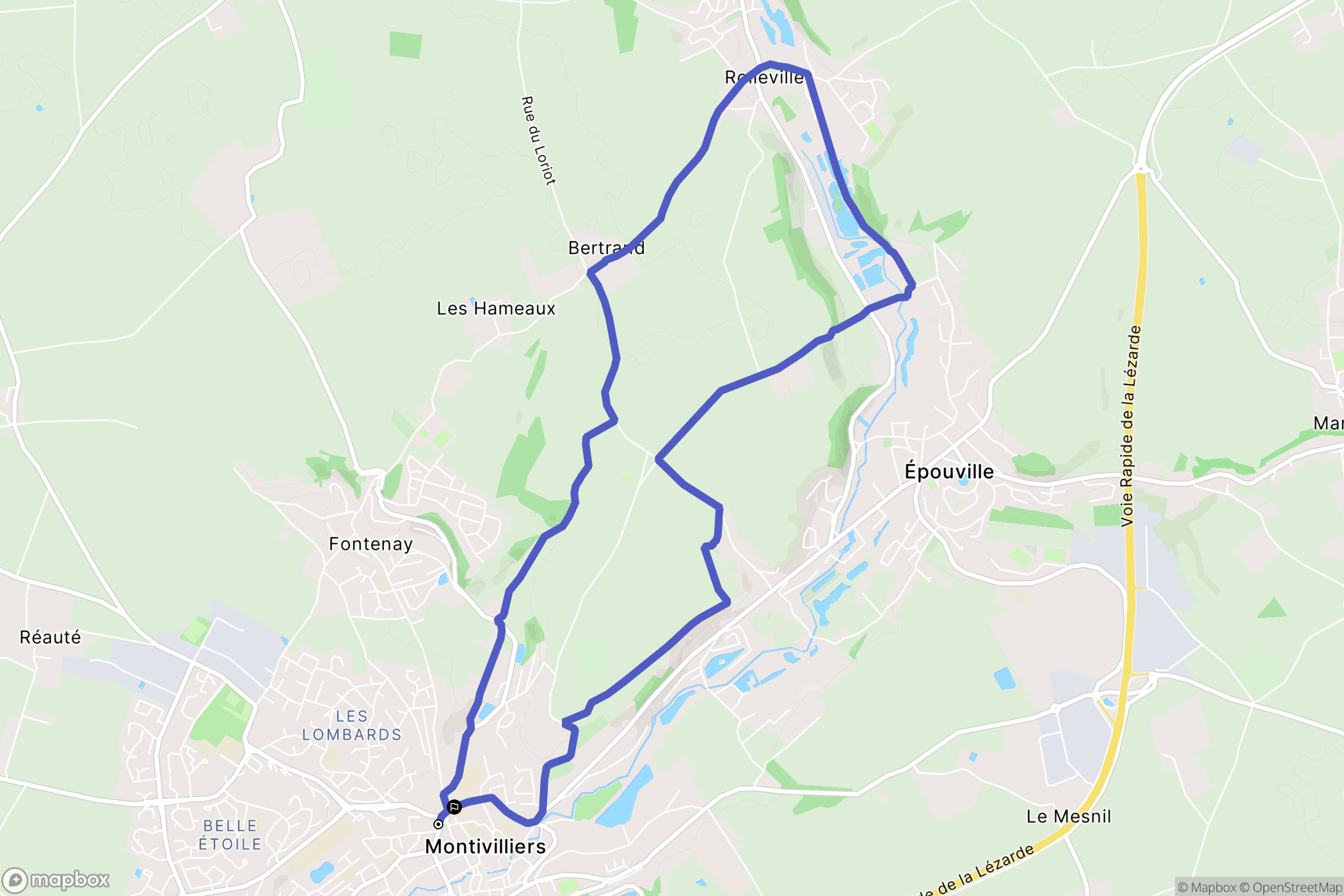 Montivilliers : carte du parcours de randonnée - France